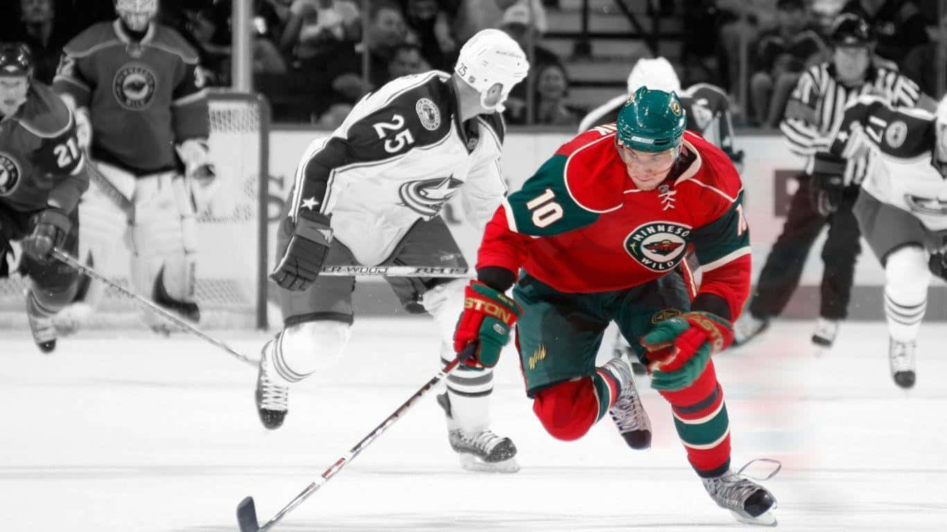 NHL, red and green jersey, black and white background, HD Desktop Wallpaper