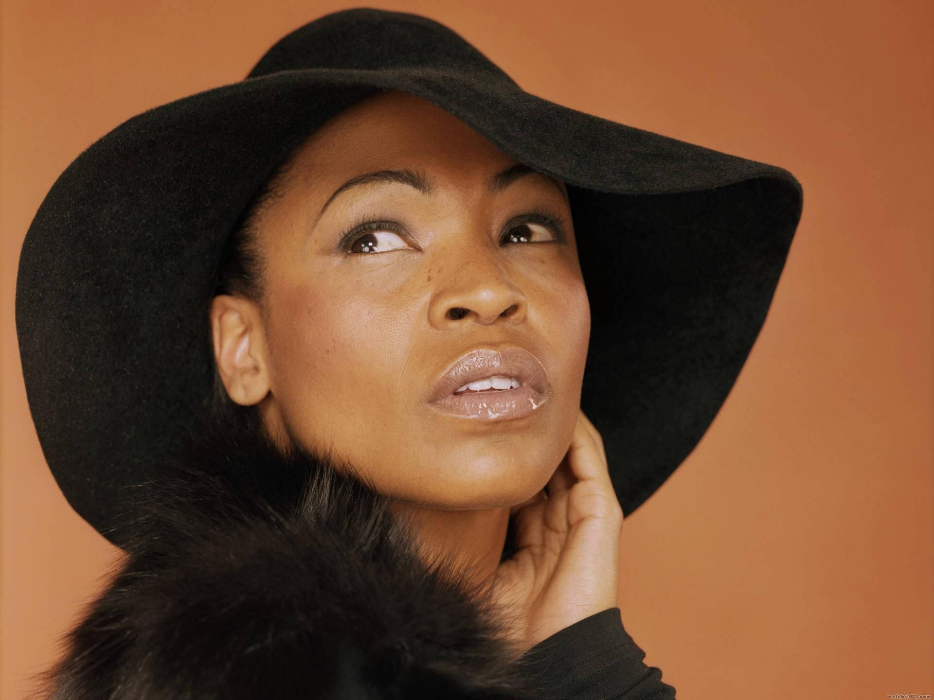 Nia Long, sun hat, black wide-brimmed hat, Full HD Desktop Wallpaper