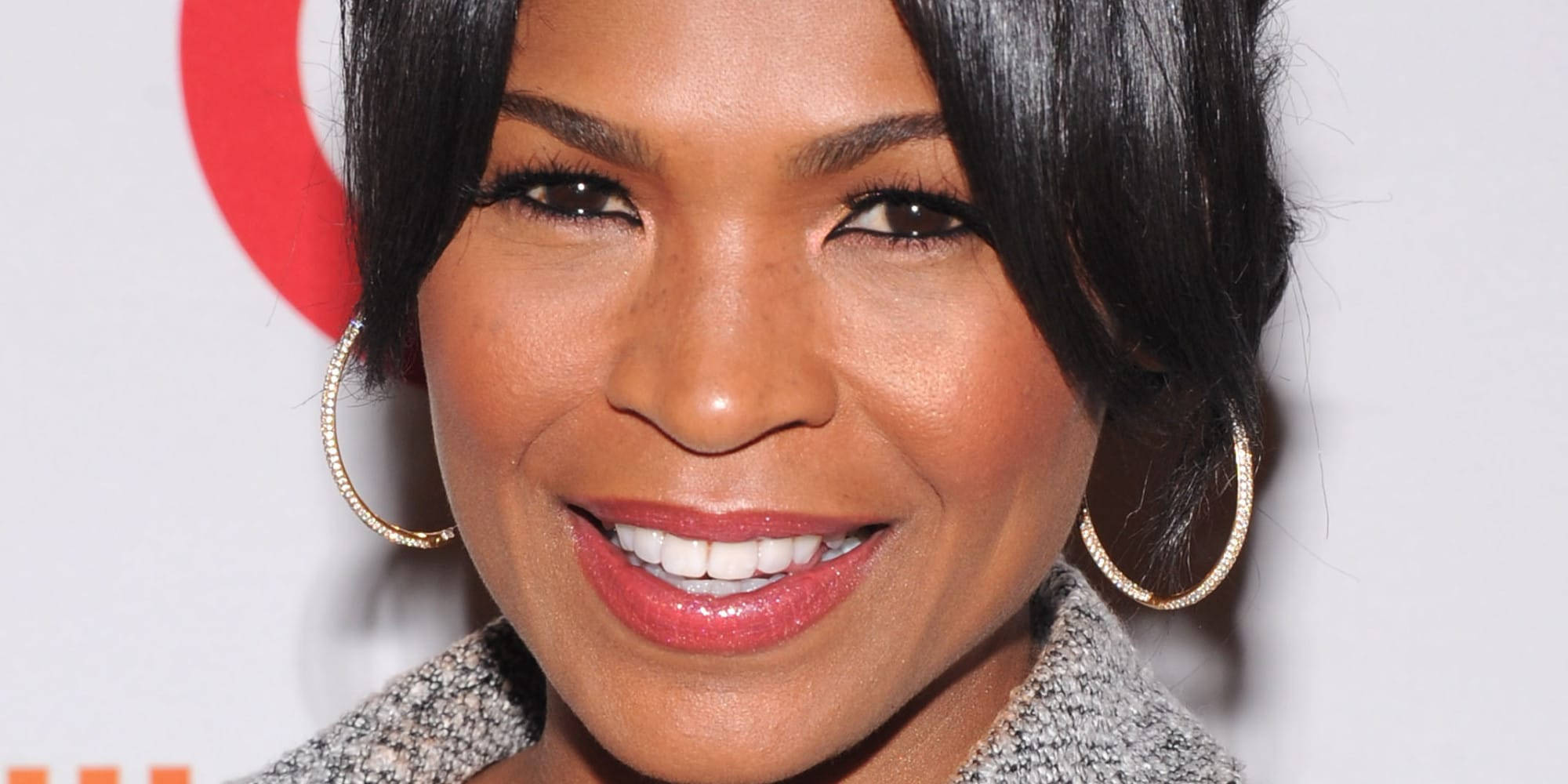 Nia Long, dark hair, gold hoop earrings, Full HD Desktop Wallpaper