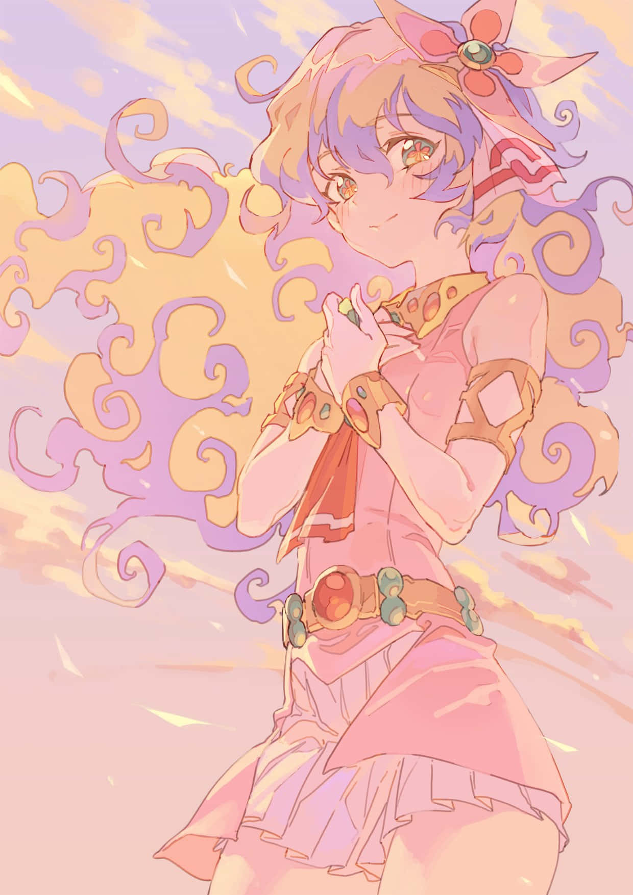 Nia Teppelin, curly purple and blonde hair, pink outfit, HD Phone Wallpaper