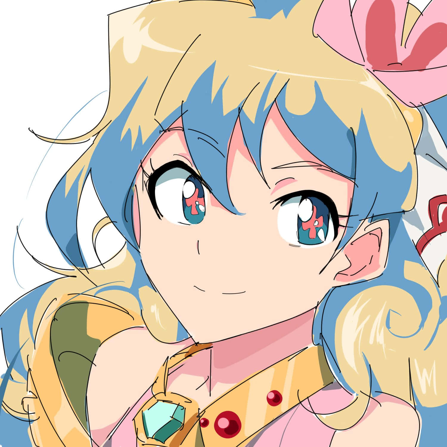 Nia Teppelin, blue and blonde hair, pink bow, HD Desktop Wallpaper