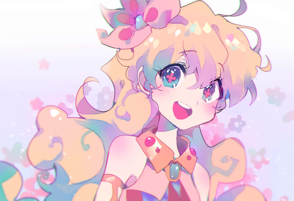 Nia Teppelin, pastel hair, flower accessories, SD Desktop Wallpaper