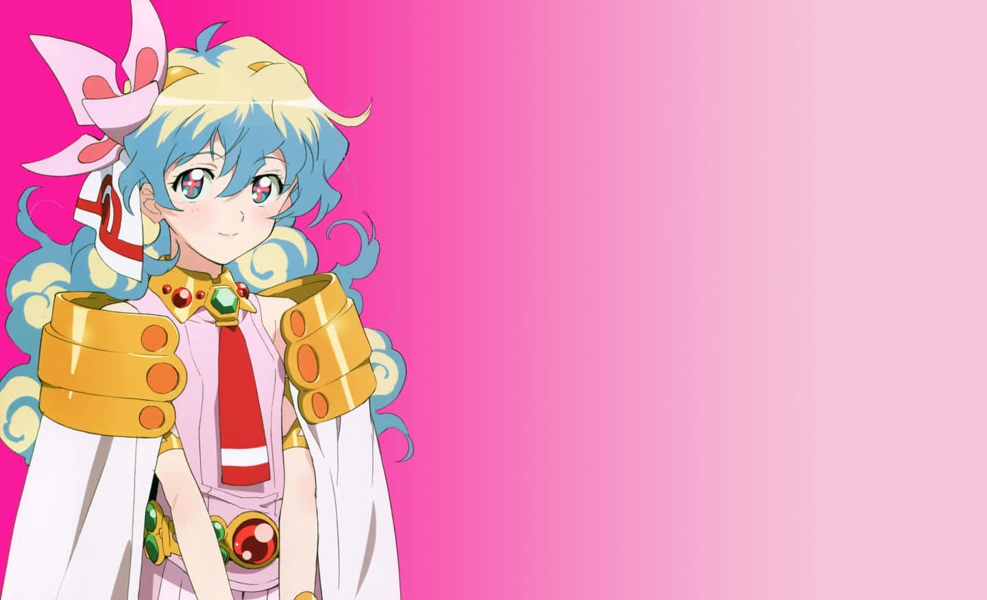 Nia Teppelin, blue hair, golden armor, HD Desktop Wallpaper