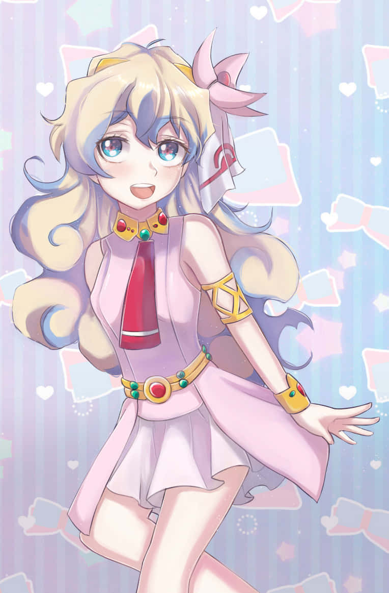 Nia Teppelin, pink outfit, red accents, SD Phone Wallpaper