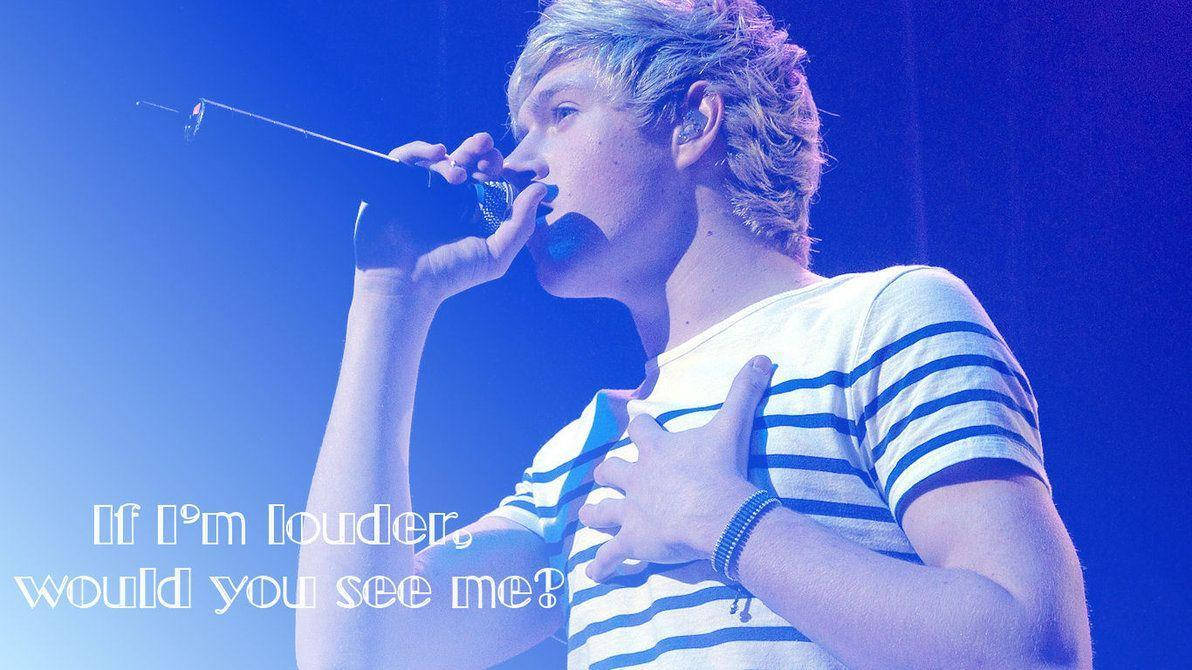 Niall Horan, blue stage lights, striped shirt, SD Desktop Wallpaper