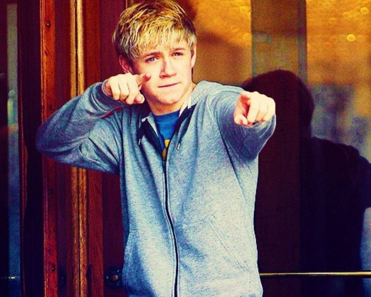 Niall Horan, blue hoodie, young man with blond hair, HD Desktop Wallpaper