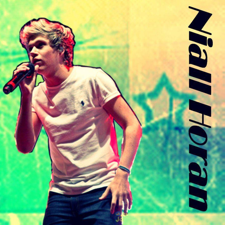 Niall Horan, white shirt, microphone, SD Desktop Wallpaper