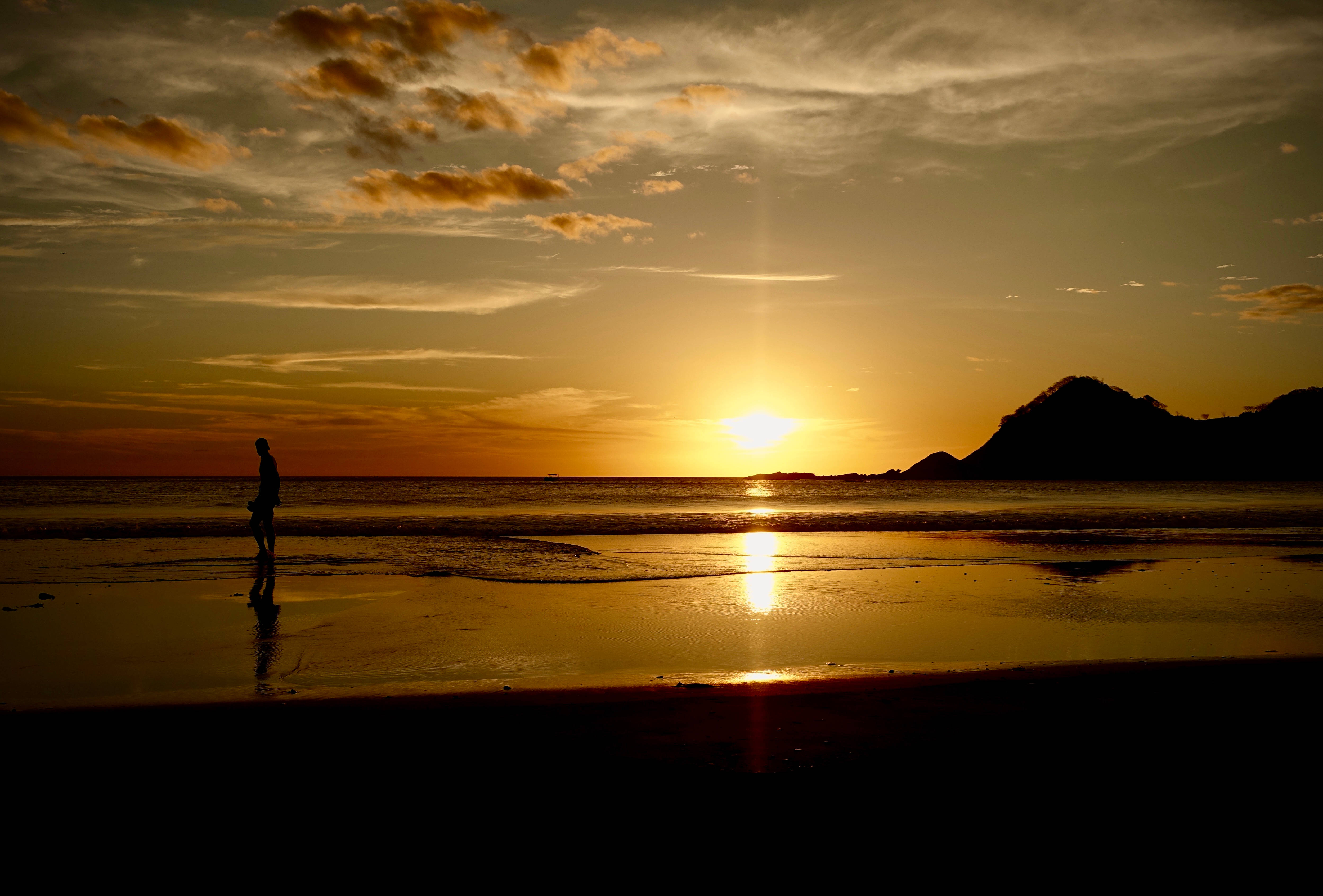Nicaragua, sunset, wet beach, 4K Desktop Wallpaper