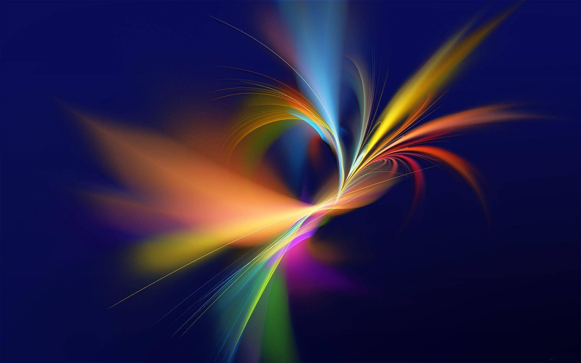 colorful flare lights, rainbow light streaks, deep blue background, Full HD Desktop Wallpaper