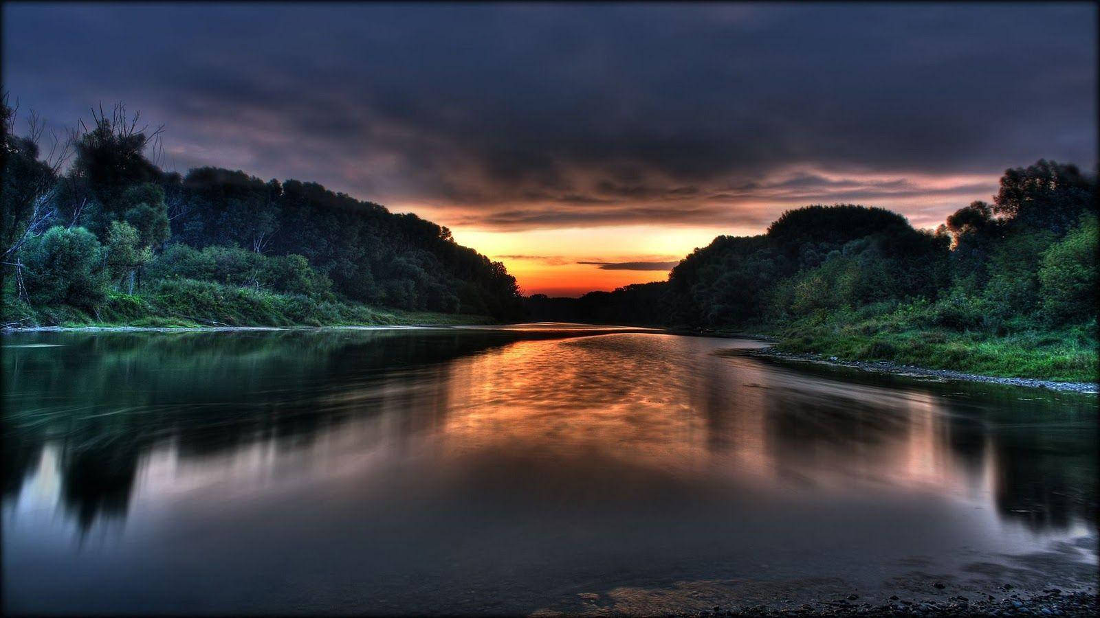 Nice, lake, green forest, HD Desktop Wallpaper
