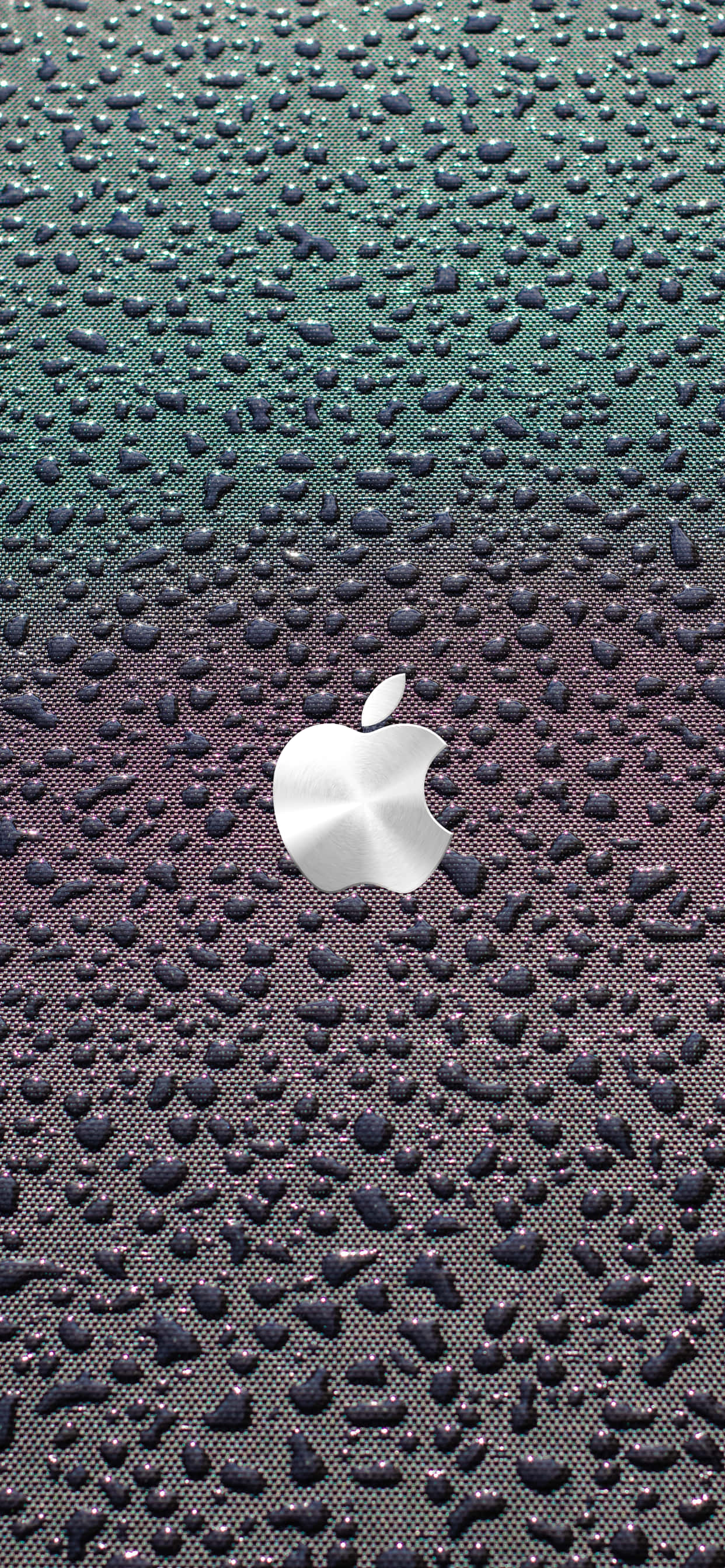 Cool Apple Small Pebbles, silver Apple logo, raindrops, 2K Phone Wallpaper