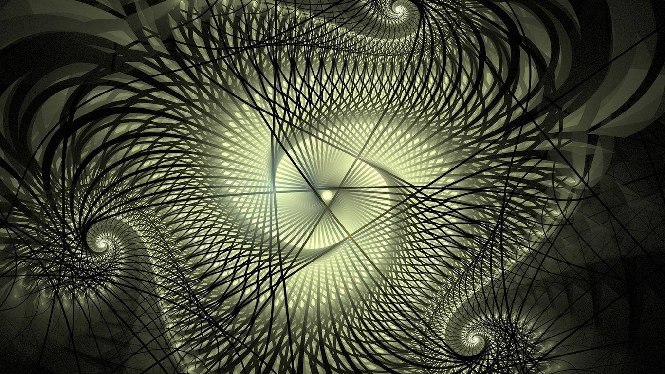 green, fractal artwork, glowing green spirals, HD Desktop Wallpaper
