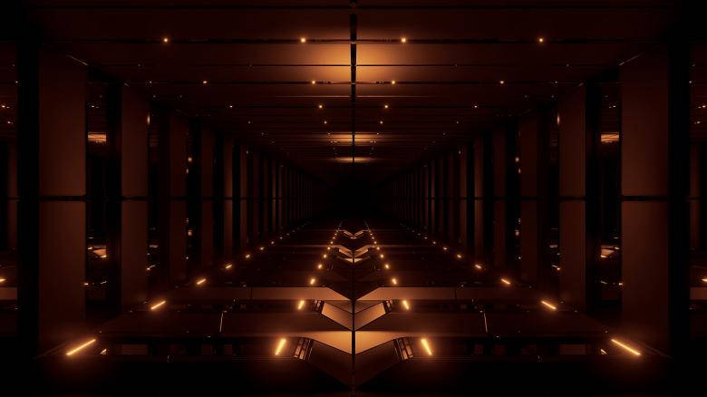 Nice, golden tunnel corridor, futuristic corridor, SD Desktop Wallpaper