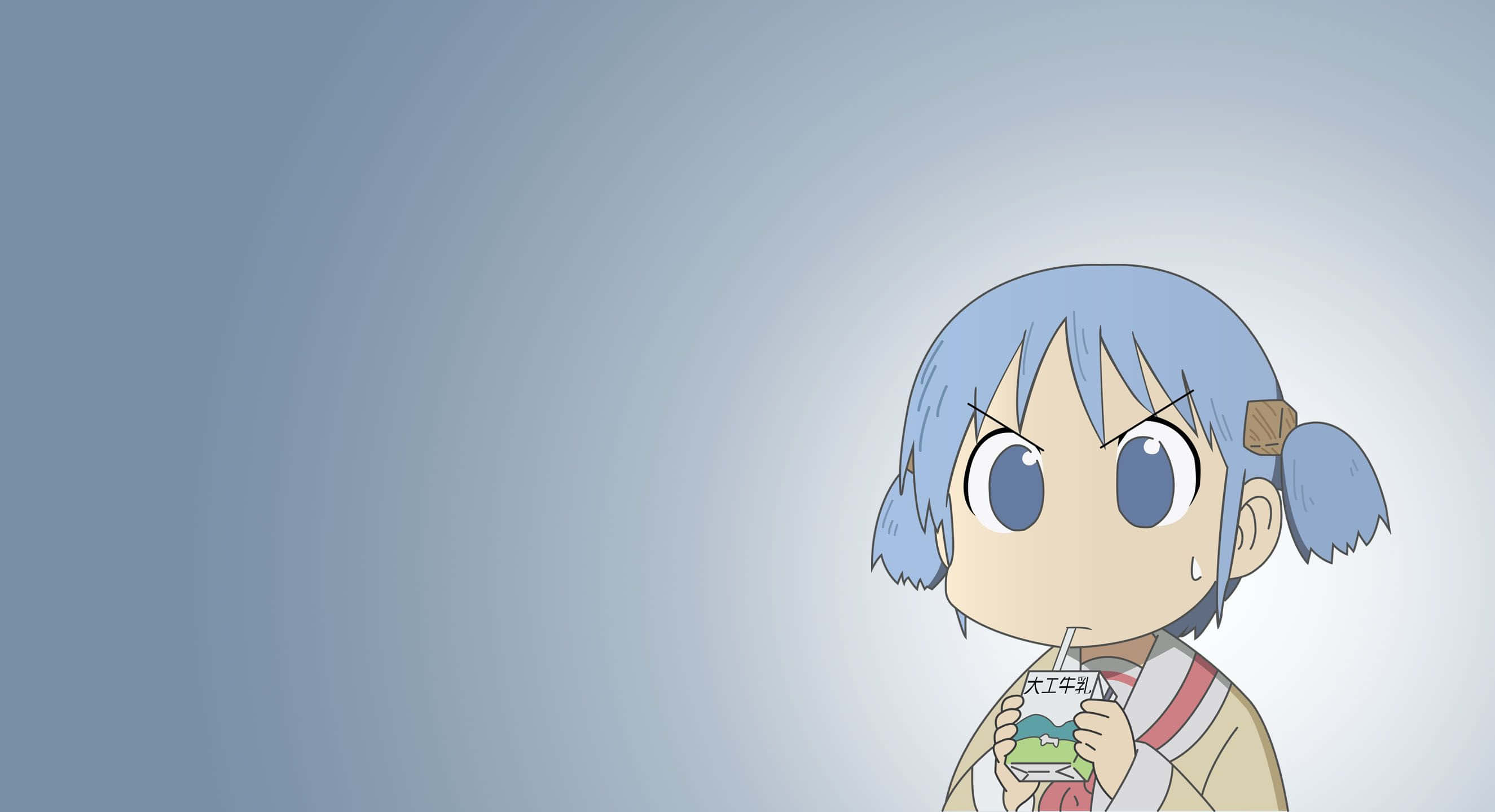 blue hair, big eyes, anime girl, 2K Desktop Wallpaper