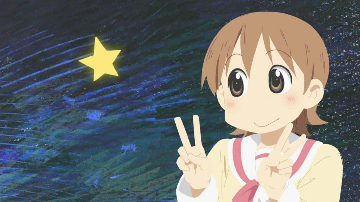 Nichij, anime girl, brown hair, SD Desktop Wallpaper
