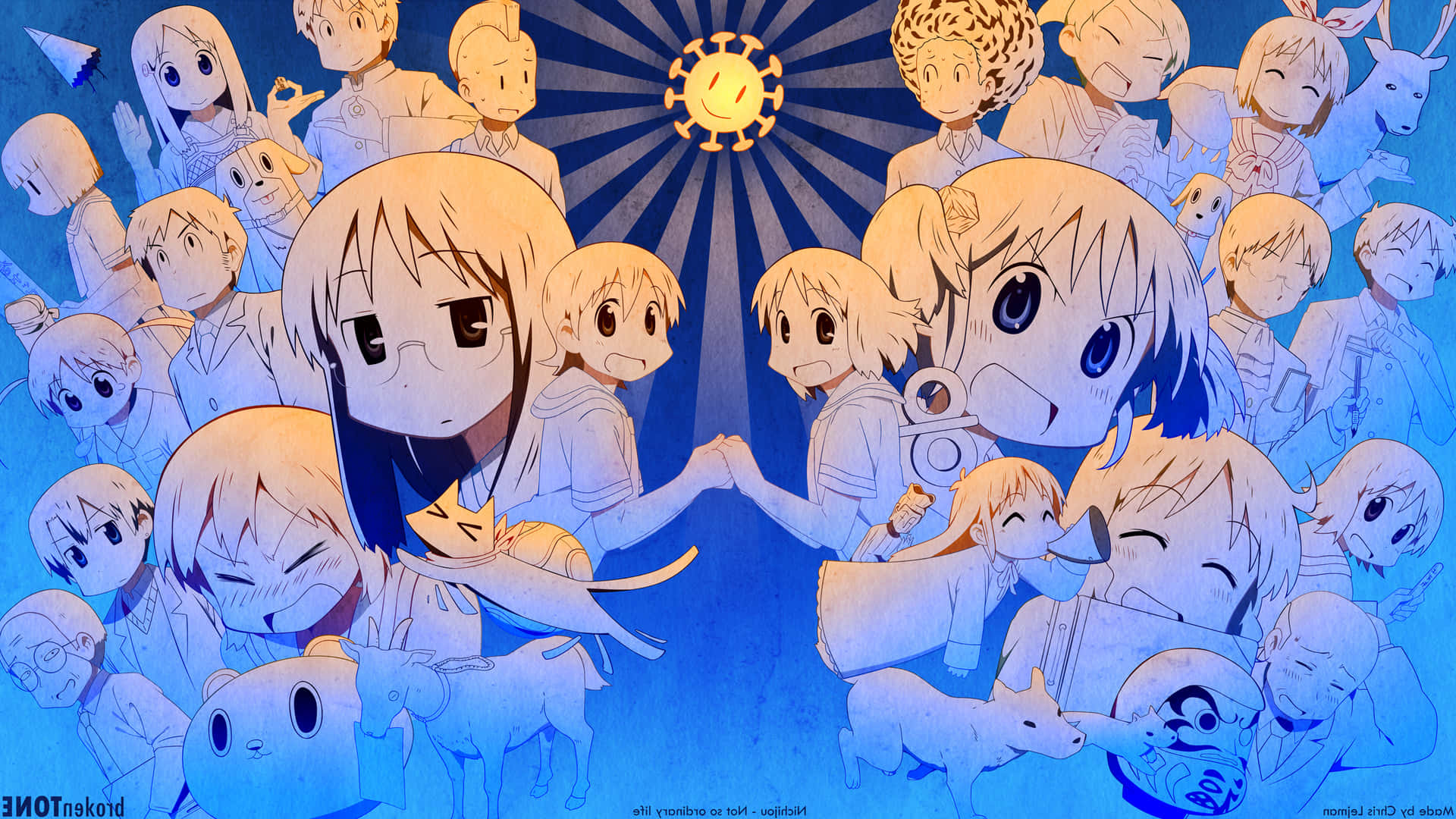 Nichij, anime collage, school uniforms, Full HD Desktop Wallpaper