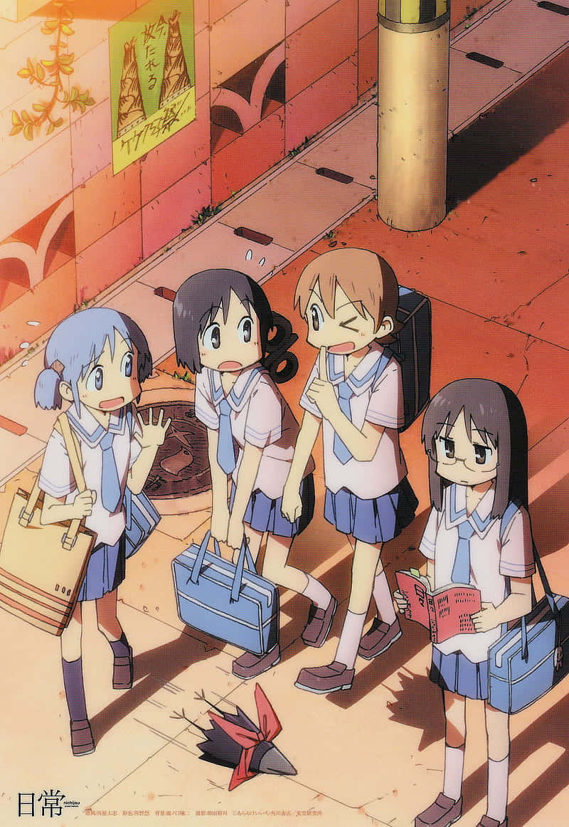 Nichij, anime girls, school uniforms, SD Phone Wallpaper