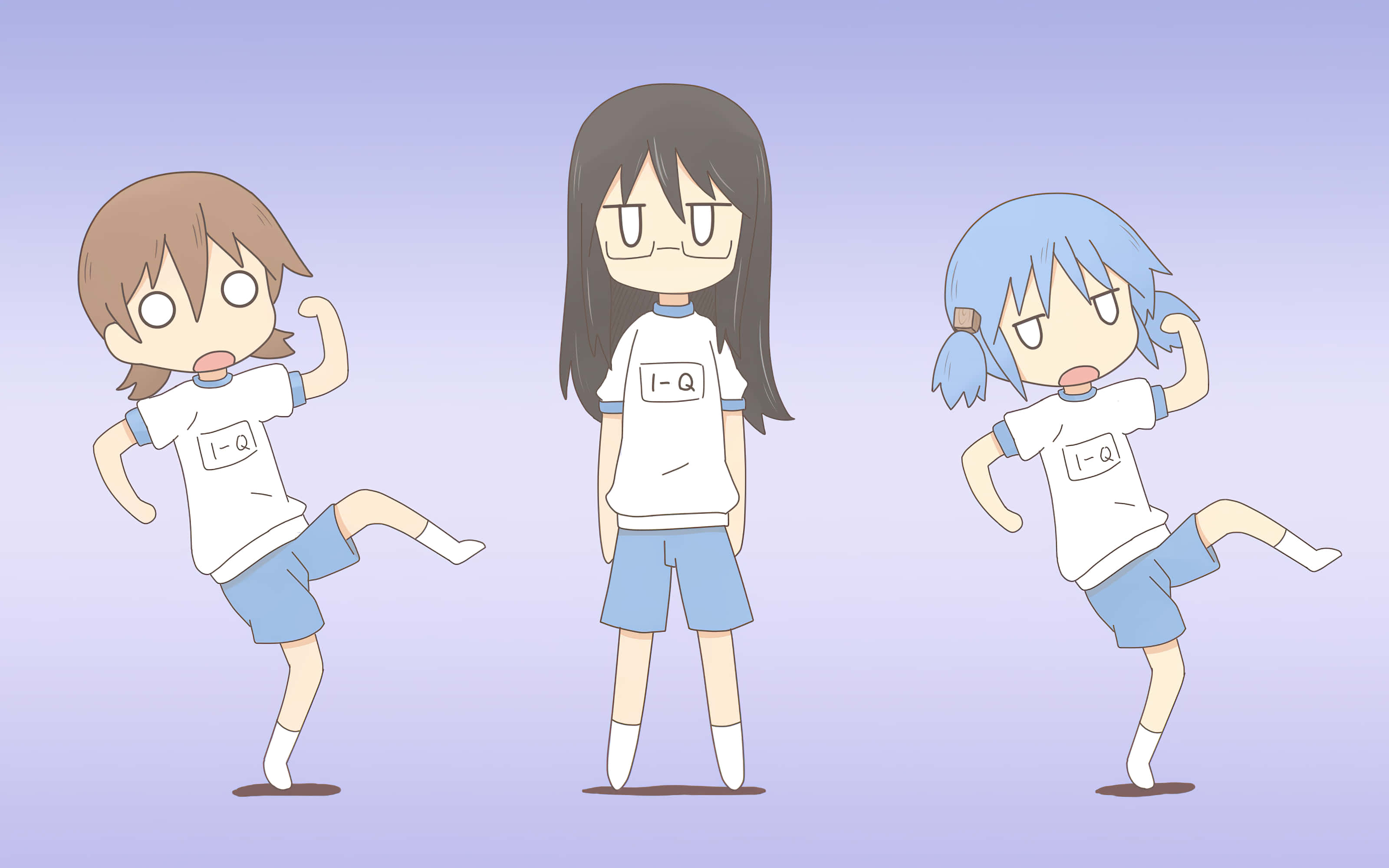 Nichij, anime-style girls, white shirts, 2K Desktop Wallpaper
