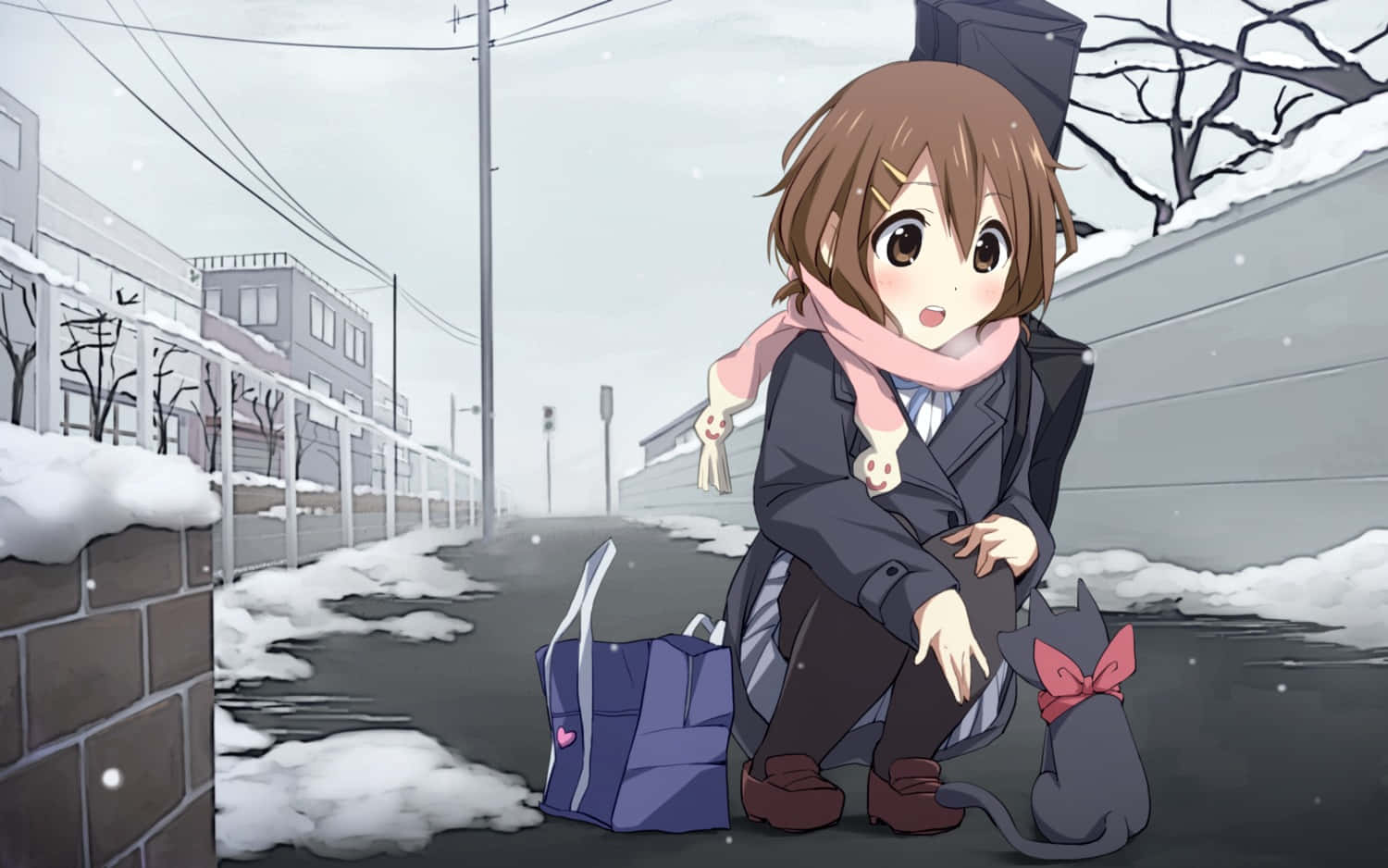 Nichij, anime girl, winter coat, HD Desktop Wallpaper