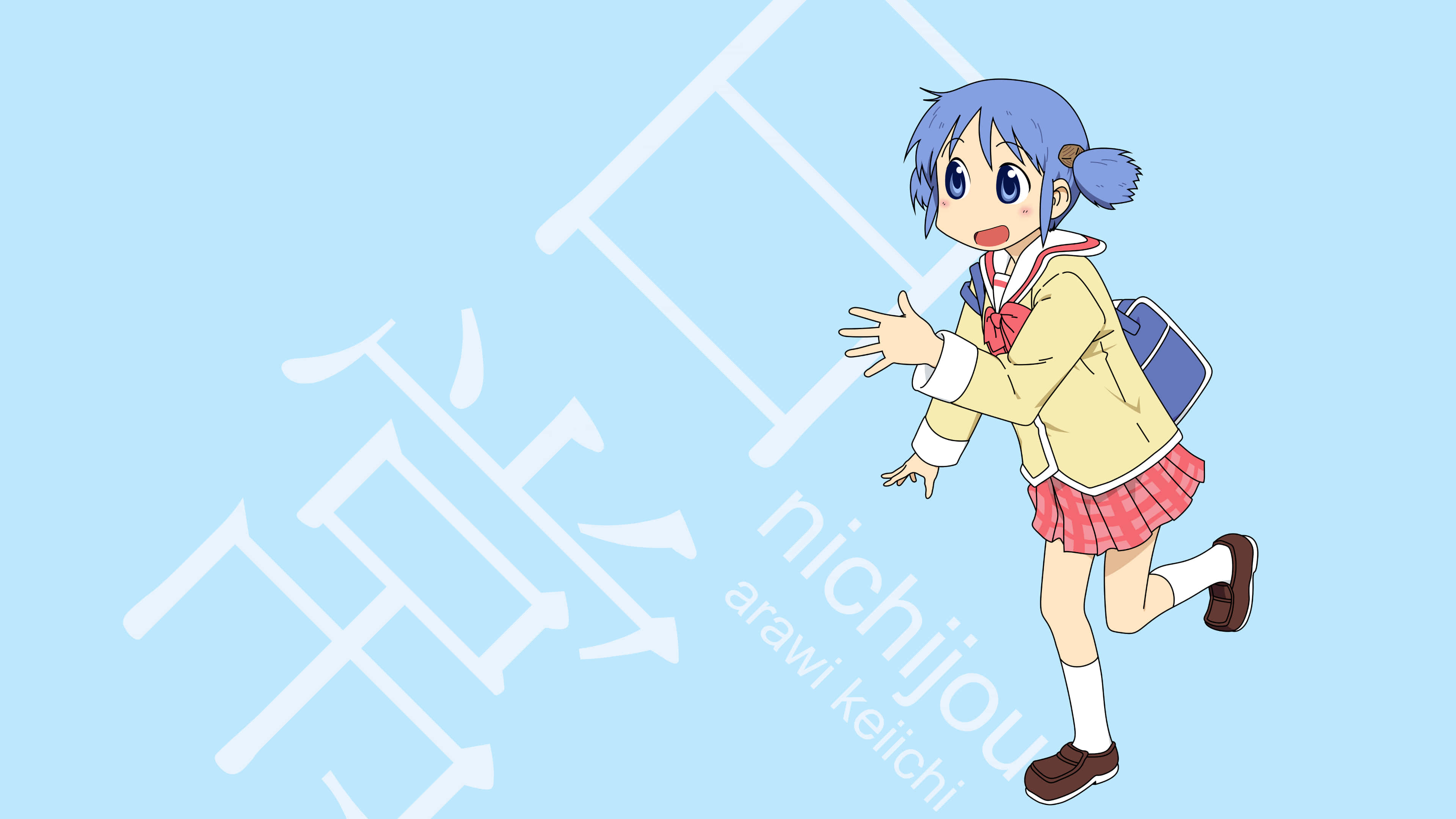 anime girl, blue hair, school uniform, 4K Desktop Wallpaper