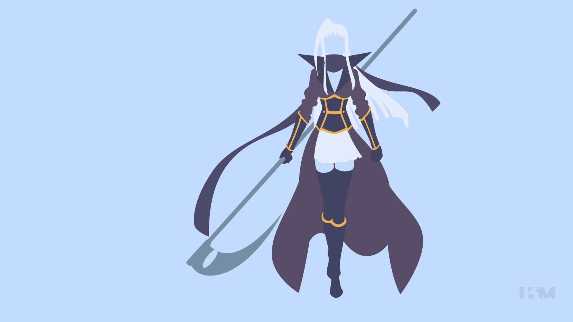 Nichij, anime warrior, white hair, Full HD Desktop Wallpaper