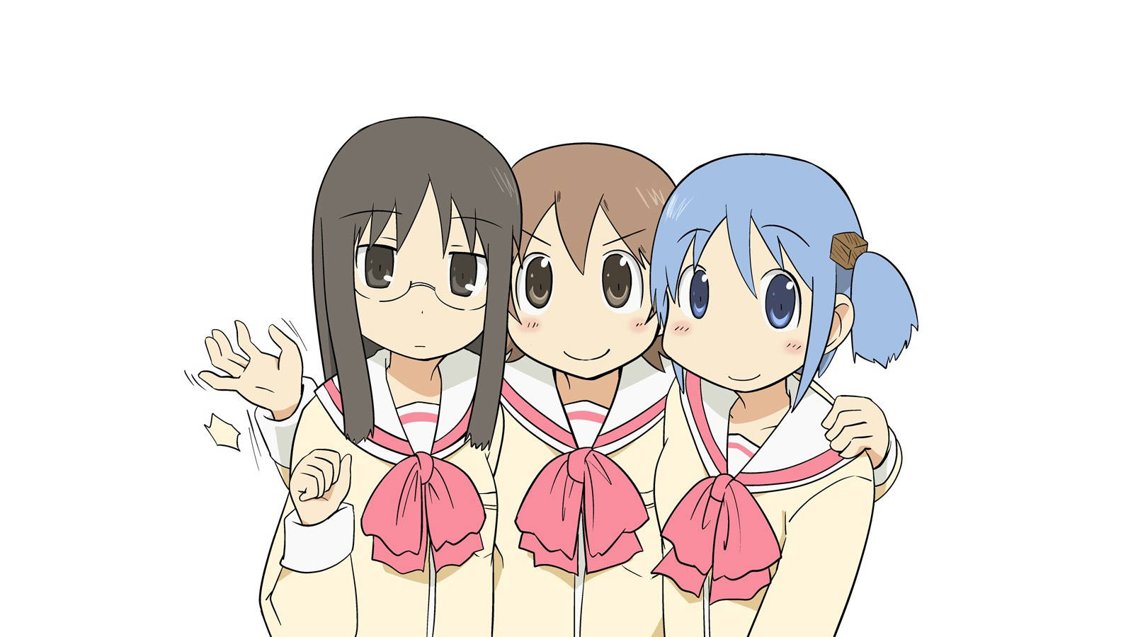 Nichijou, sailor uniforms, three anime girls, HD Desktop Wallpaper