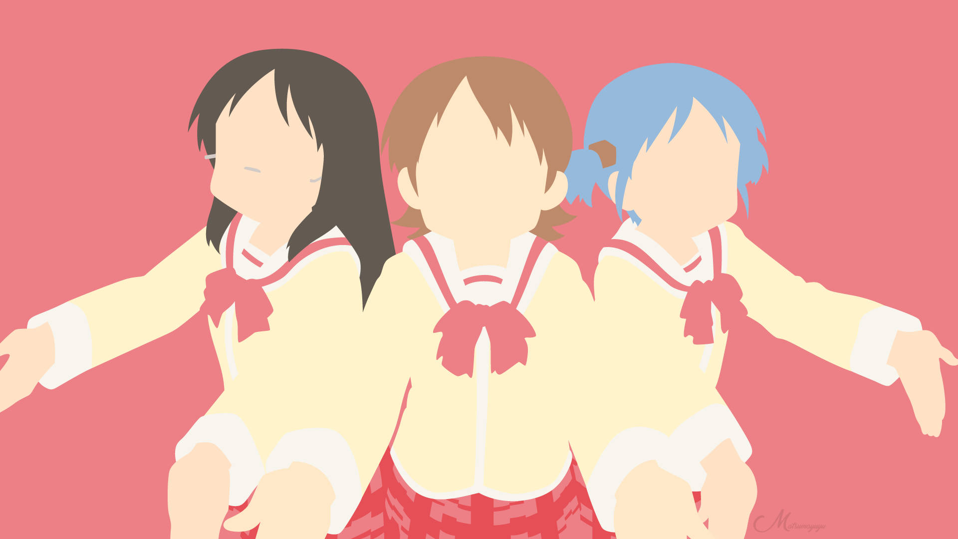 Nichijou, red, minimalist, Full HD Desktop Wallpaper