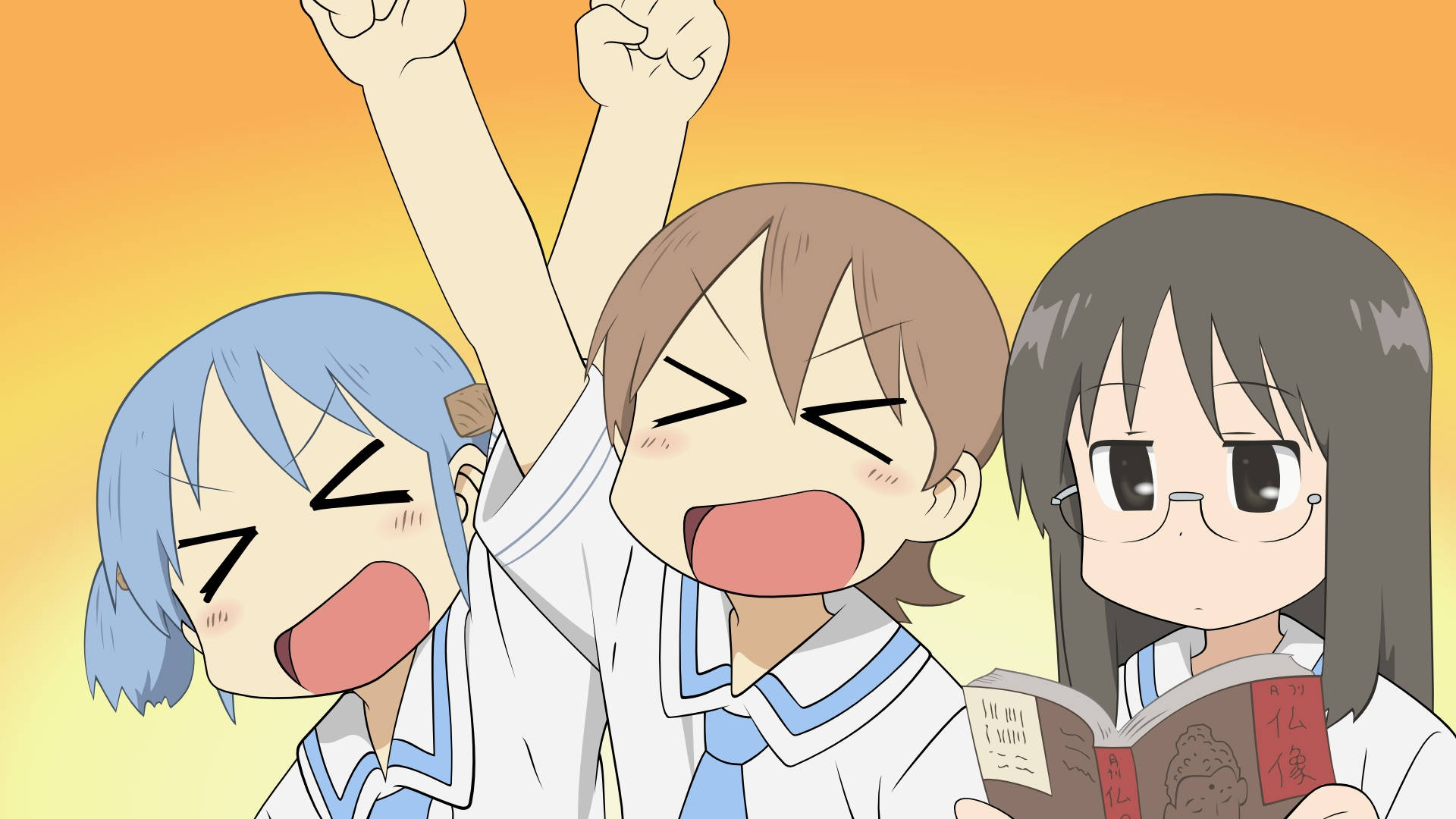 Nichijou, girls, school uniforms, Full HD Desktop Wallpaper