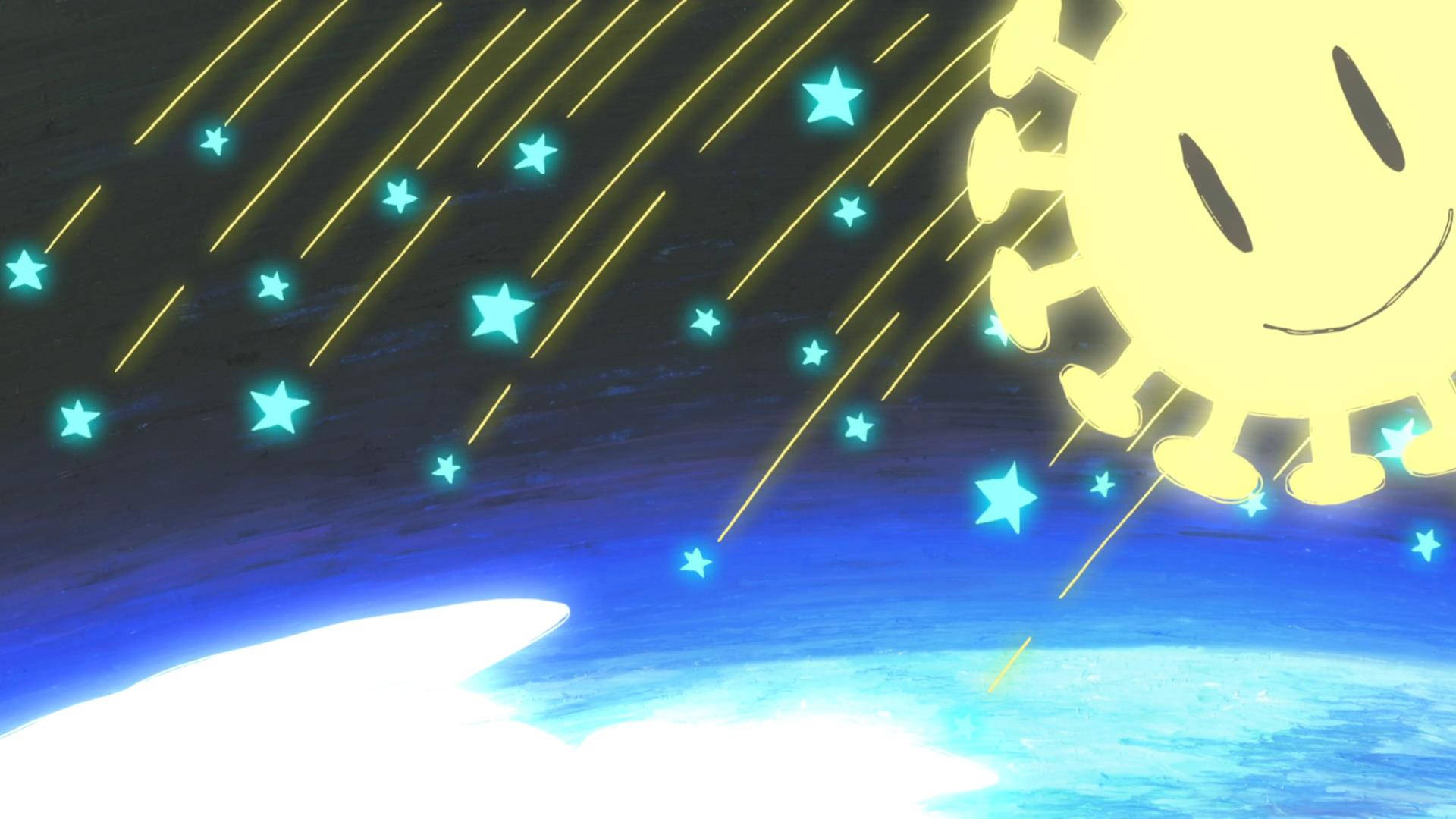 Nichijou, sun, glowing blue stars, Full HD Desktop Wallpaper