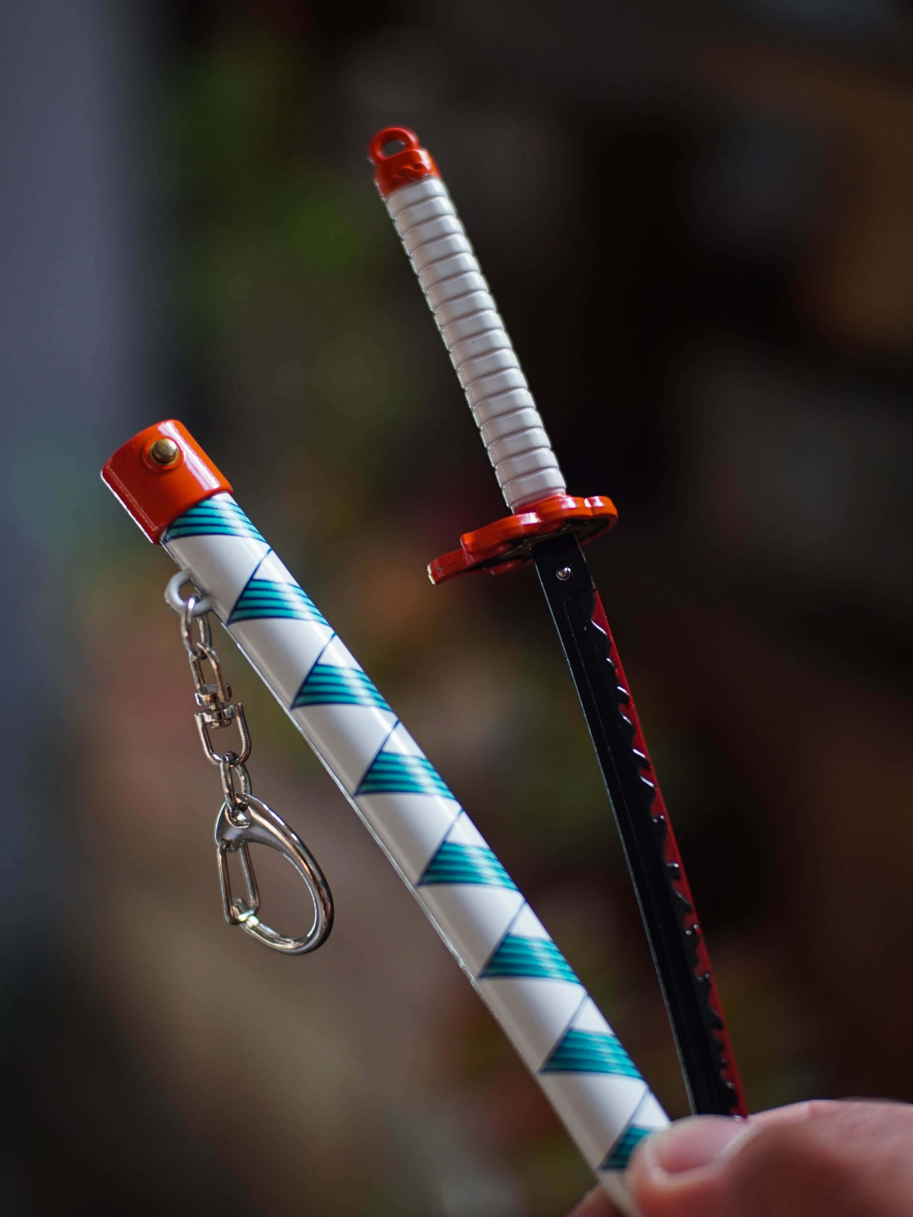 Nichirin Blades, teal, white, 4K Phone Wallpaper