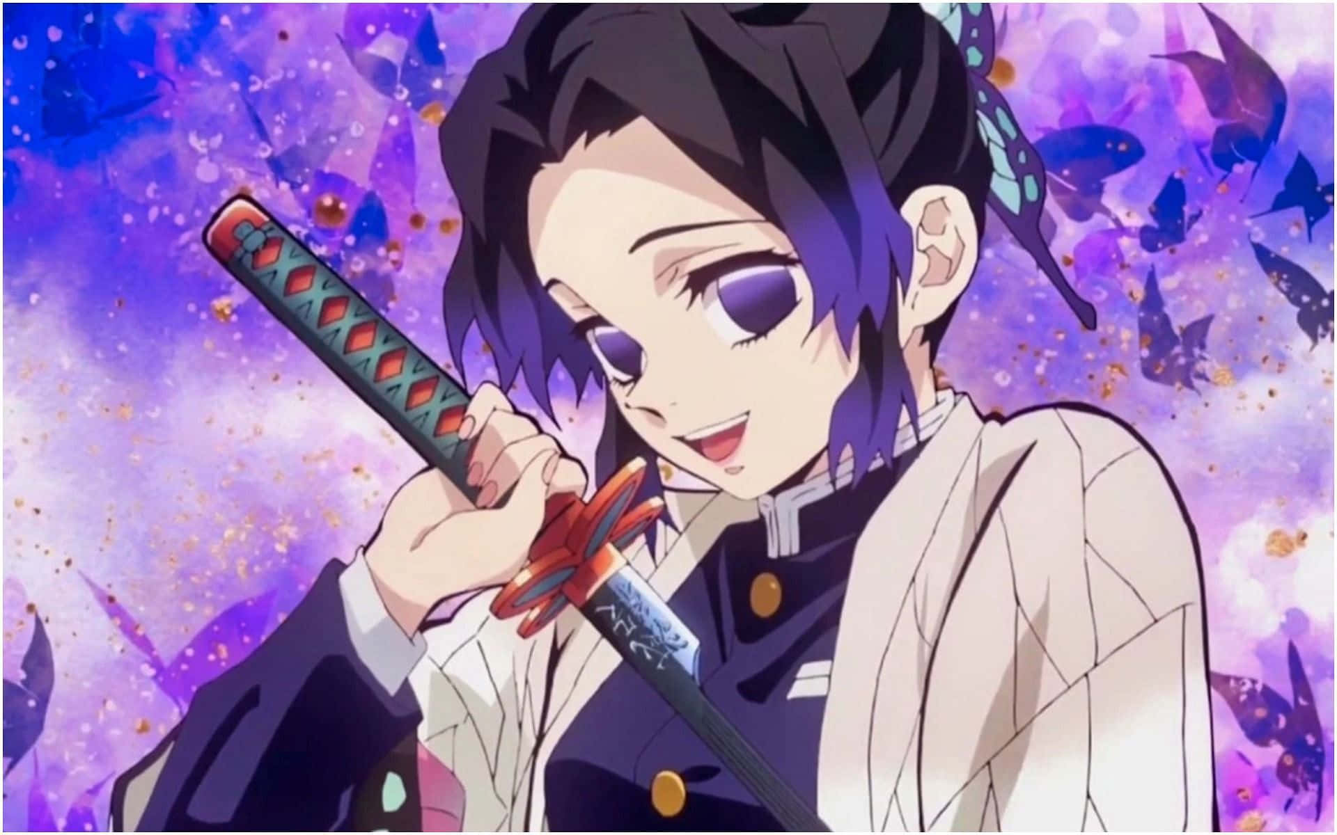 Nichirin Blades, purple hair, butterfly motifs, Full HD Desktop Wallpaper