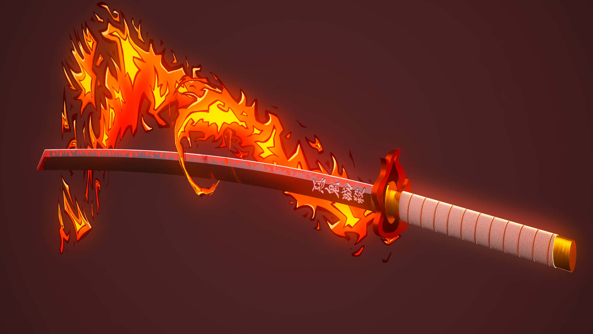 Nichirin Blades, flaming katana, dragon-shaped fire blade, Full HD Desktop Wallpaper