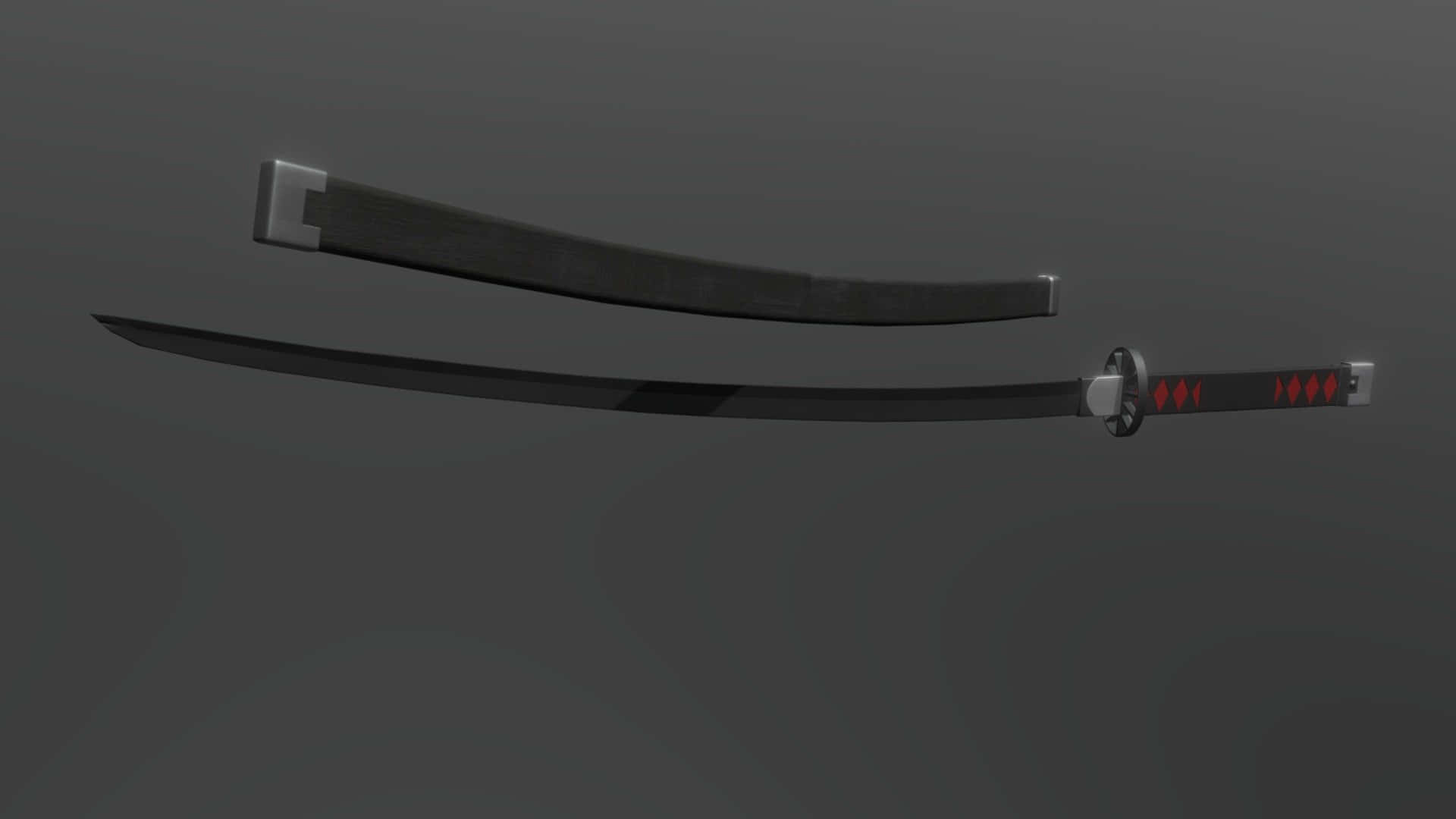 Nichirin Blades, black katana, red diamond accents, Full HD Desktop Wallpaper