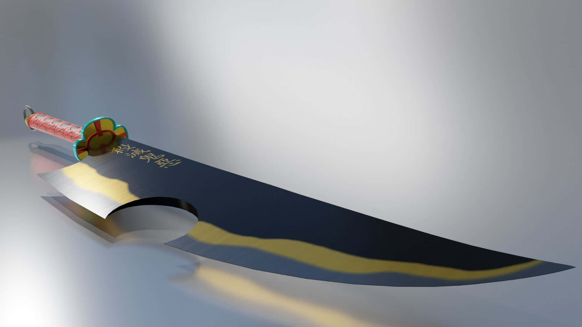 Nichirin Blades, black blade, gold accents, Full HD Desktop Wallpaper