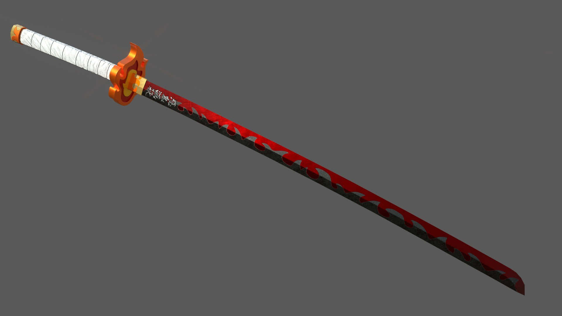 Nichirin Blades, red blade, orange hilt, Full HD Desktop Wallpaper
