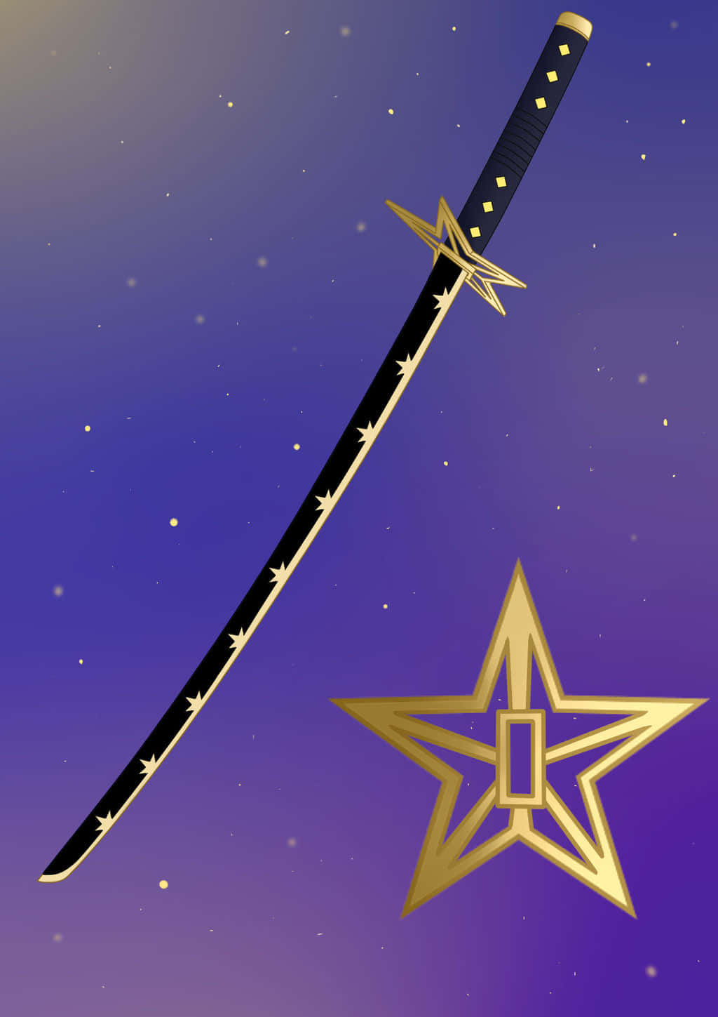 Nichirin Blades, black sword, gold star accents, HD Phone Wallpaper