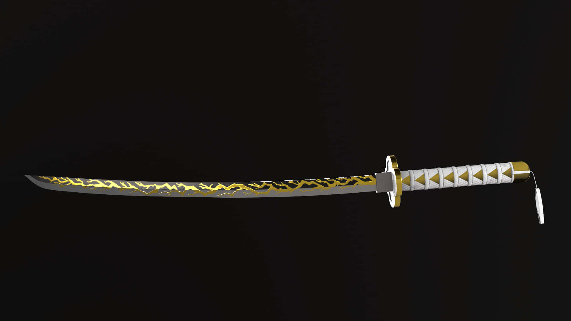 Nichirin Blades, golden lightning patterns, katana, Full HD Desktop Wallpaper