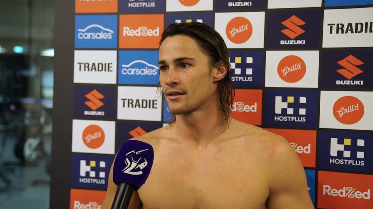 Nicho Hynes, press conference, branded sponsor walls, HD Desktop Wallpaper