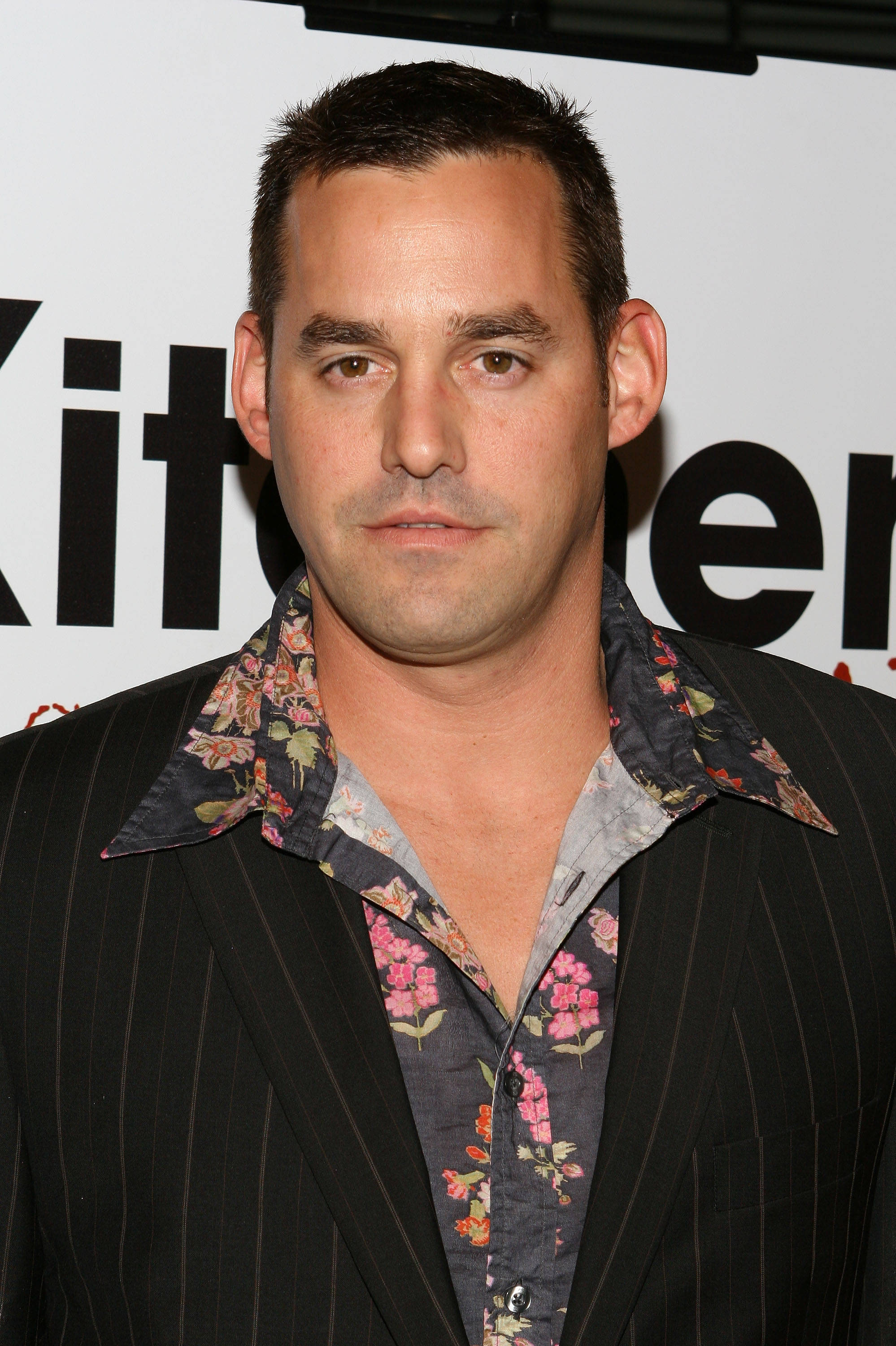 Nicholas Brendon, floral patterned shirt, black pinstripe suit, 2K Phone Wallpaper