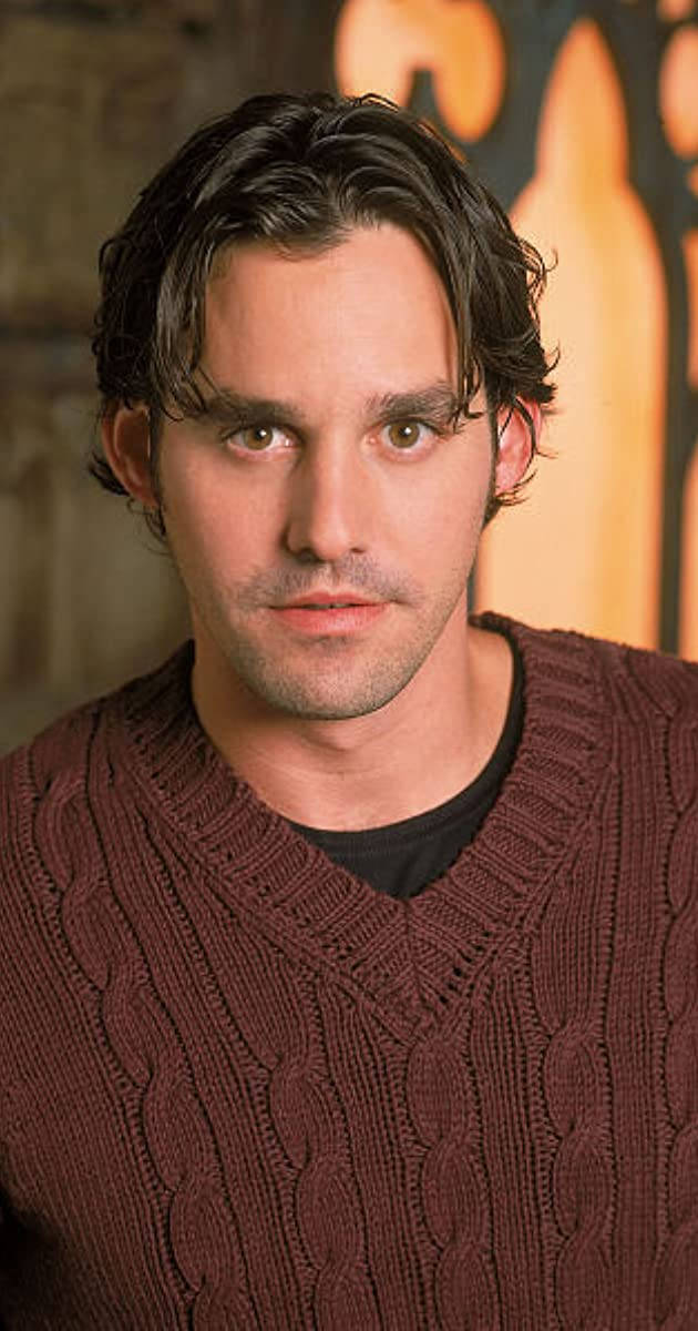 Nicholas Brendon, maroon cable-knit sweater, warm blurred background, SD Phone Wallpaper