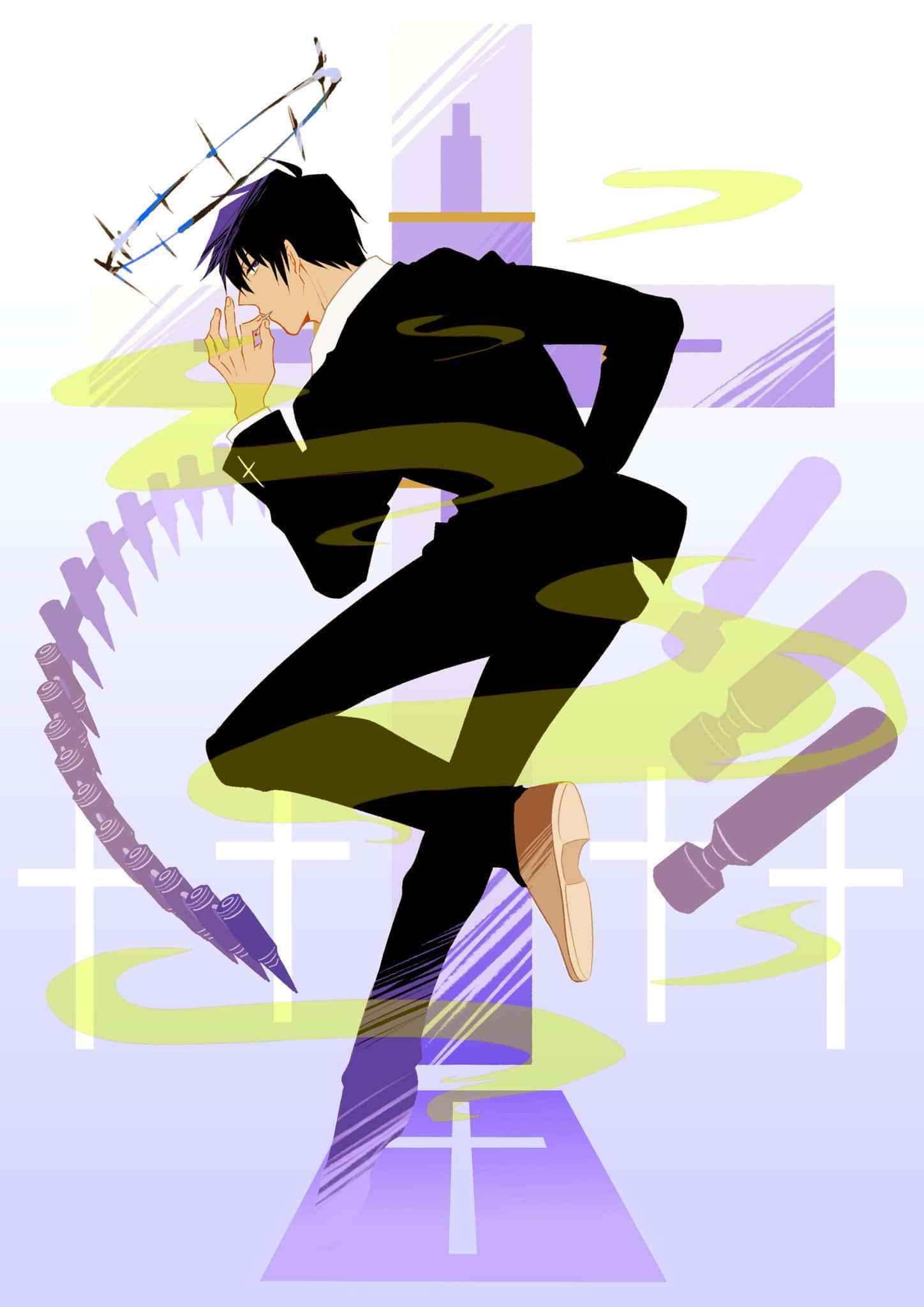 Nicholas D Wolfwood, black suit, crown of thorns, Full HD Phone Wallpaper