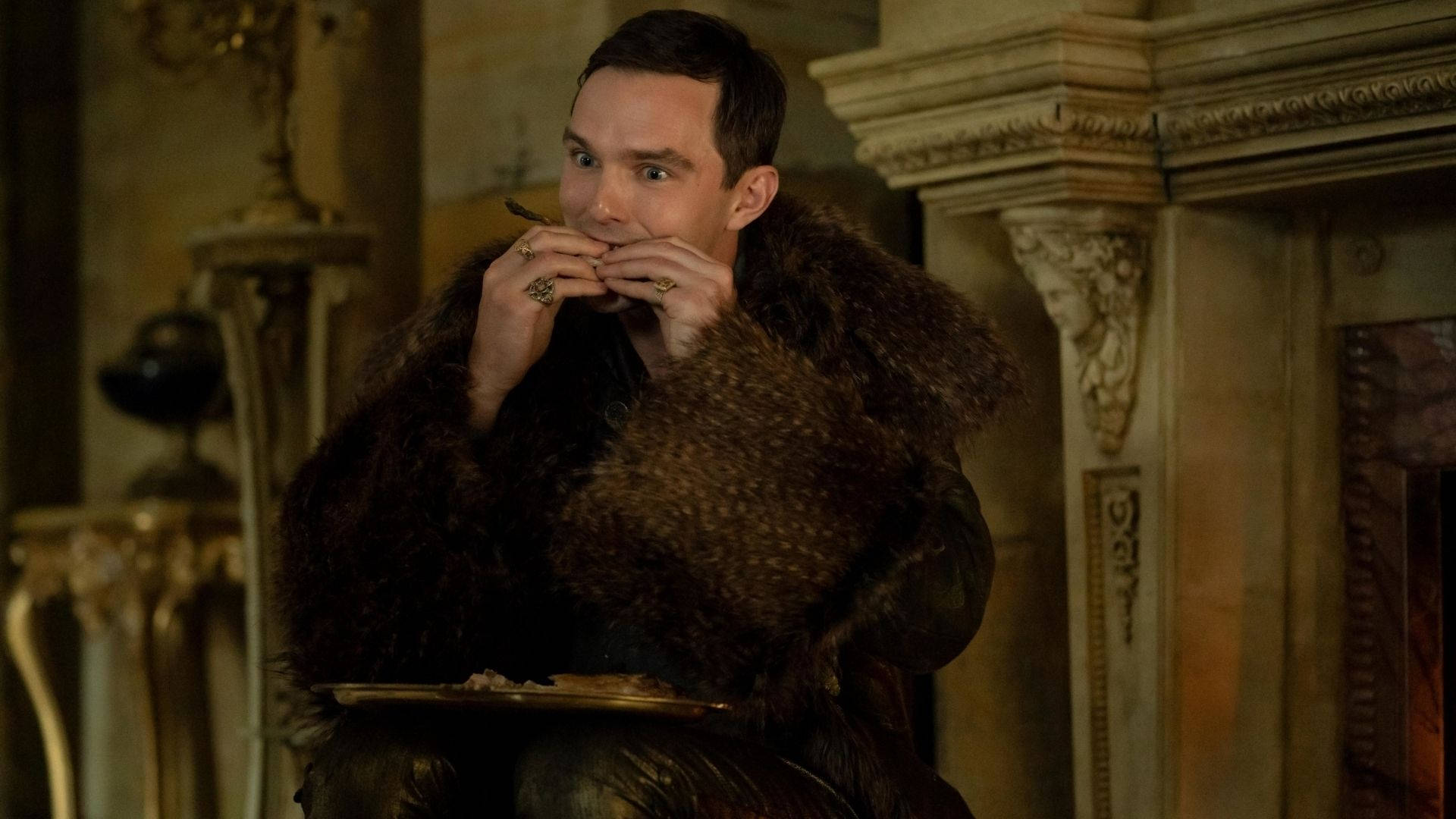 Nicholas Hoult, fur-lined coat, pipe, Full HD Desktop Wallpaper