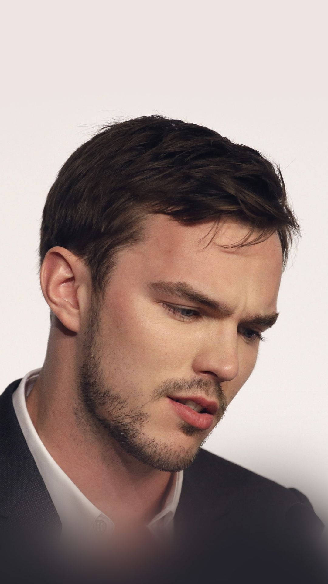 Nicholas Hoult, dark hair, stubble, Full HD Phone Wallpaper