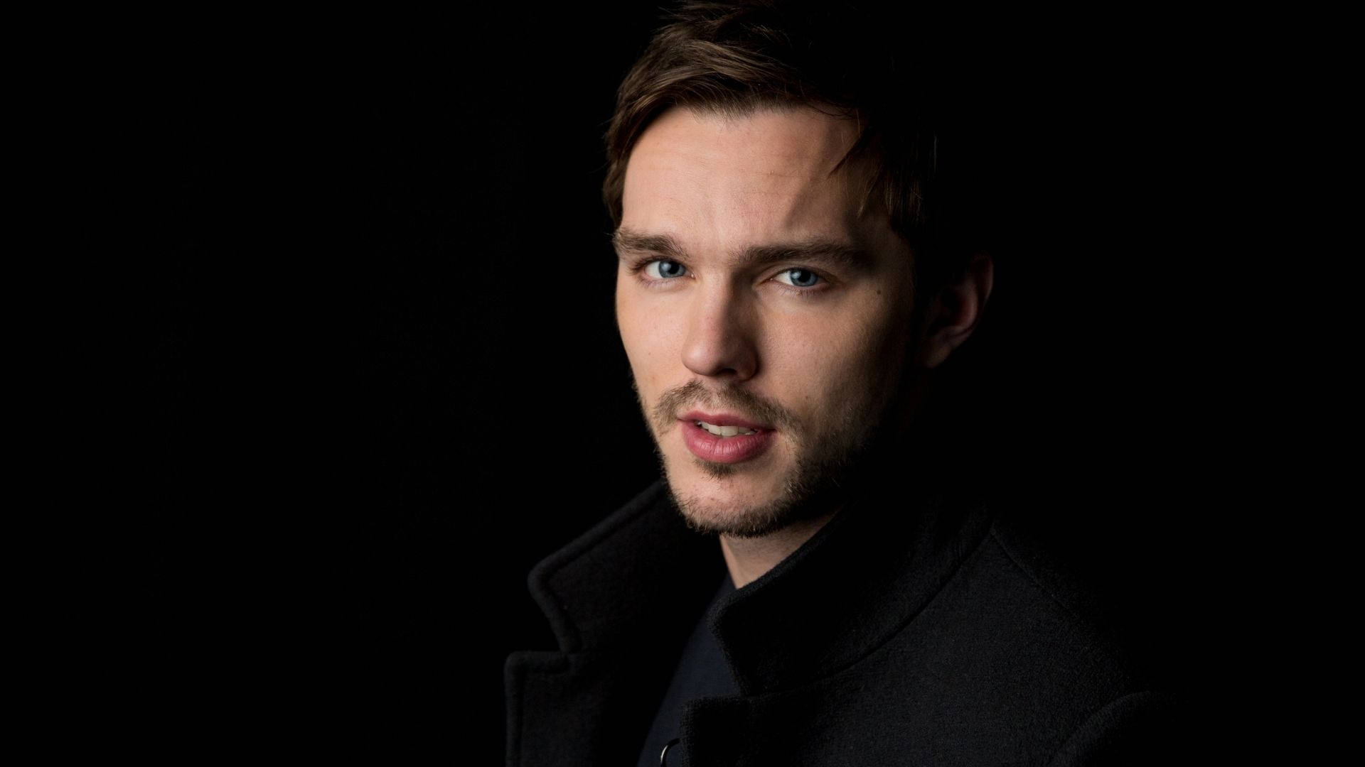 Nicholas Hoult, blue eyes, stubble, Full HD Desktop Wallpaper