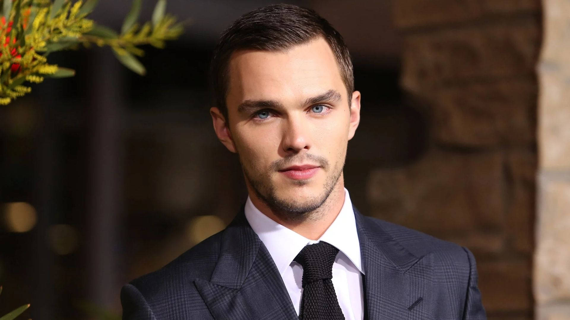 Nicholas Hoult, dark suit, tie, Full HD Desktop Wallpaper