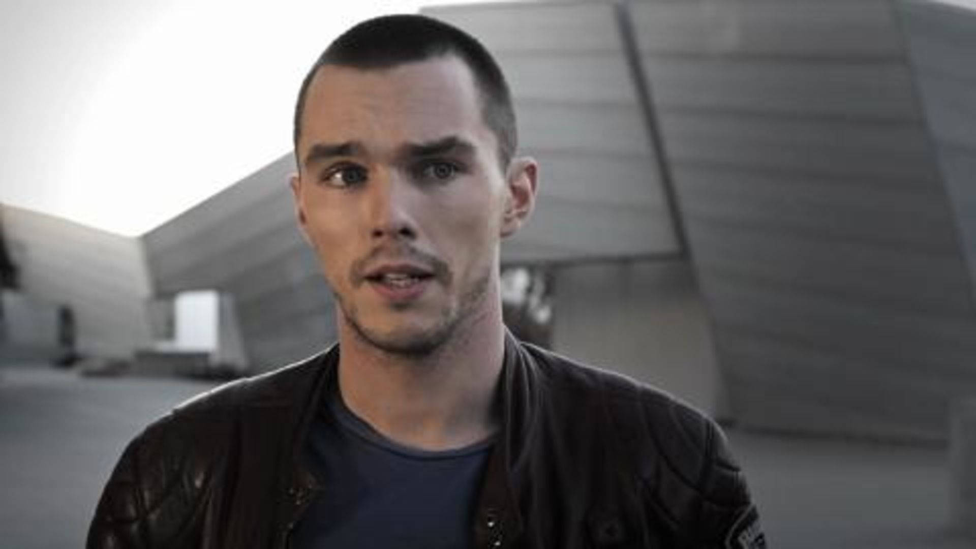 Nicholas Hoult, black leather jacket, short dark hair, Full HD Desktop Wallpaper