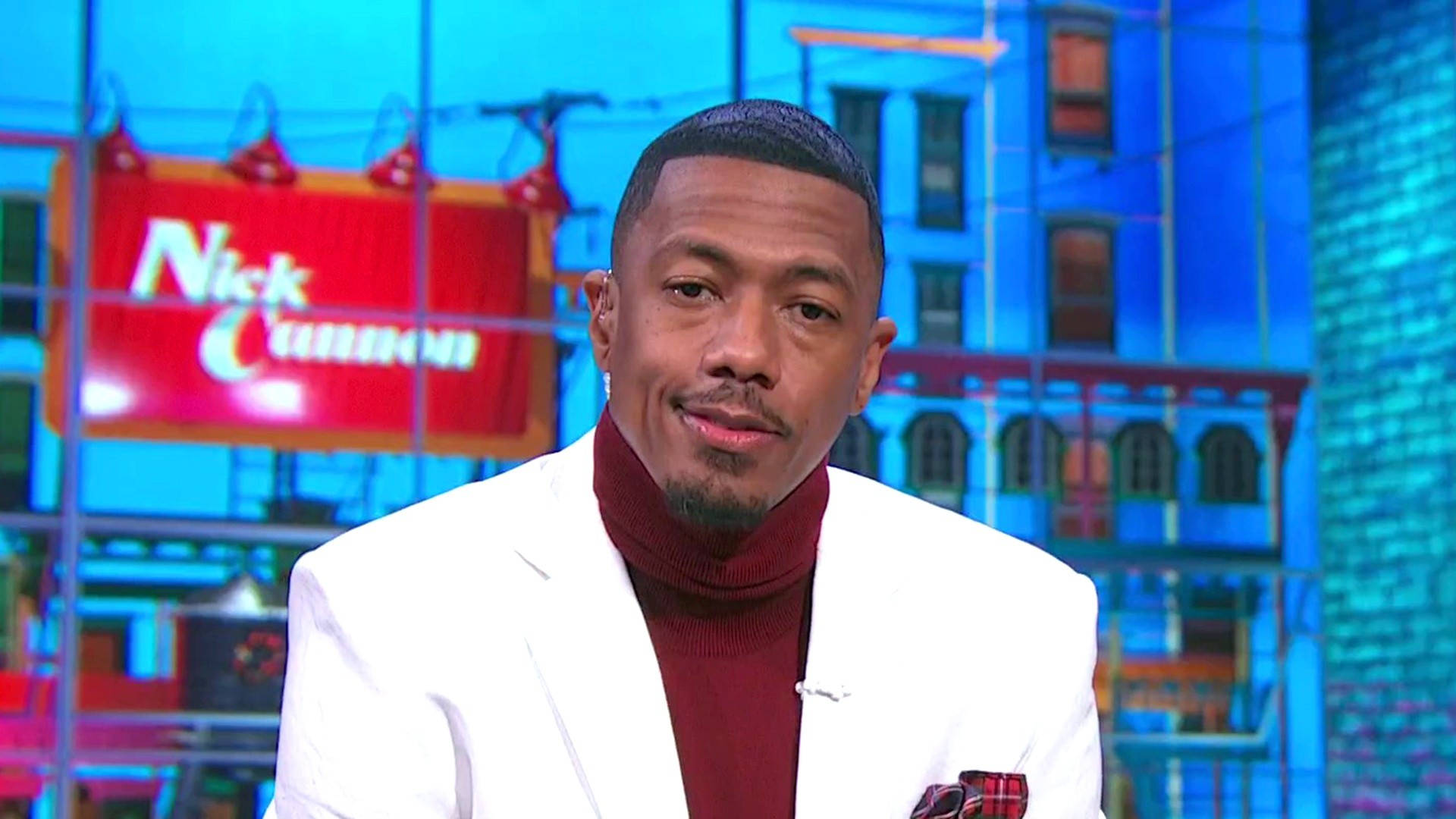 Nick Cannon, white blazer, maroon turtleneck, Full HD Desktop Wallpaper