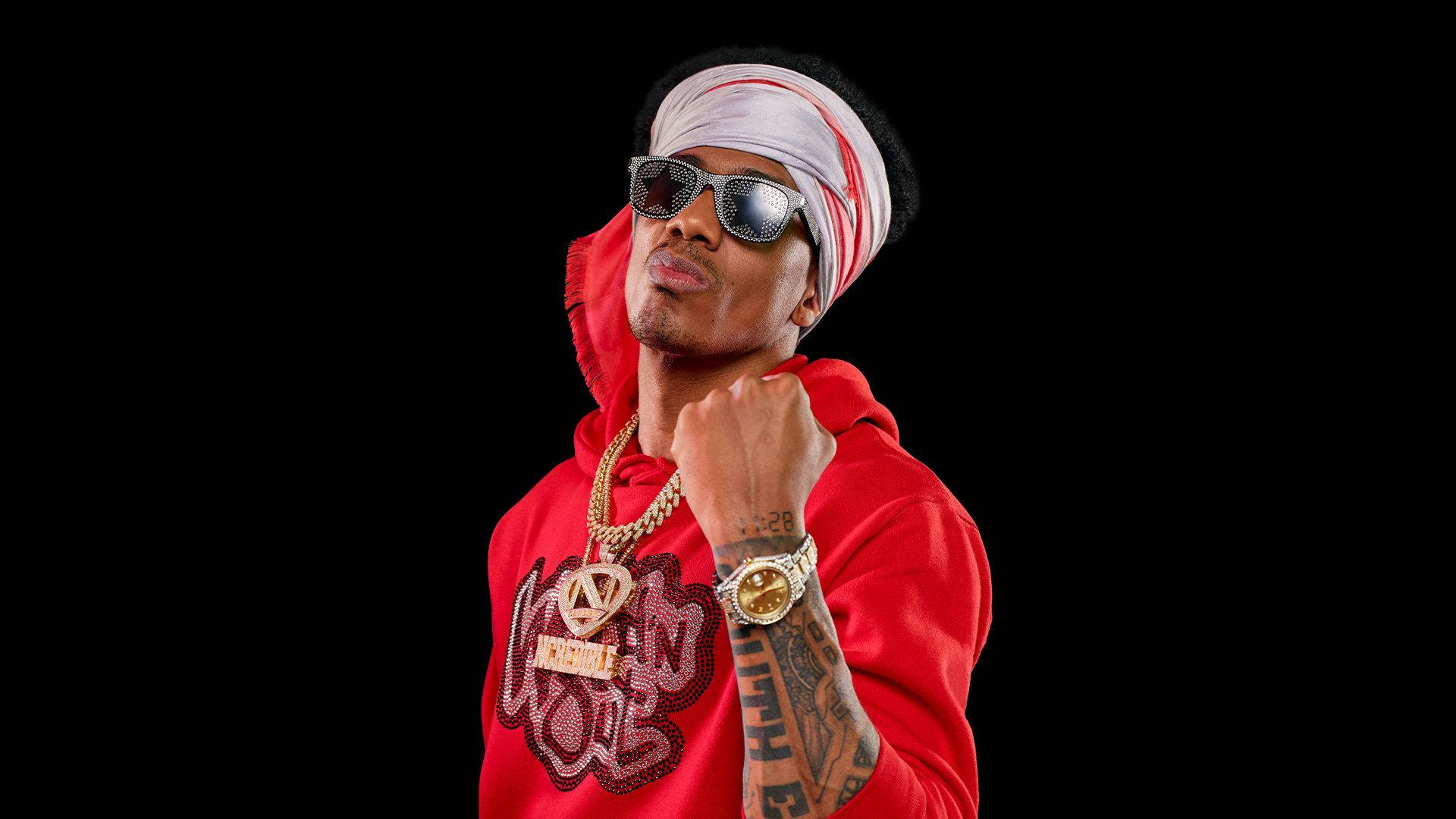 Nick Cannon, red jacket, sunglasses, Full HD Desktop Wallpaper