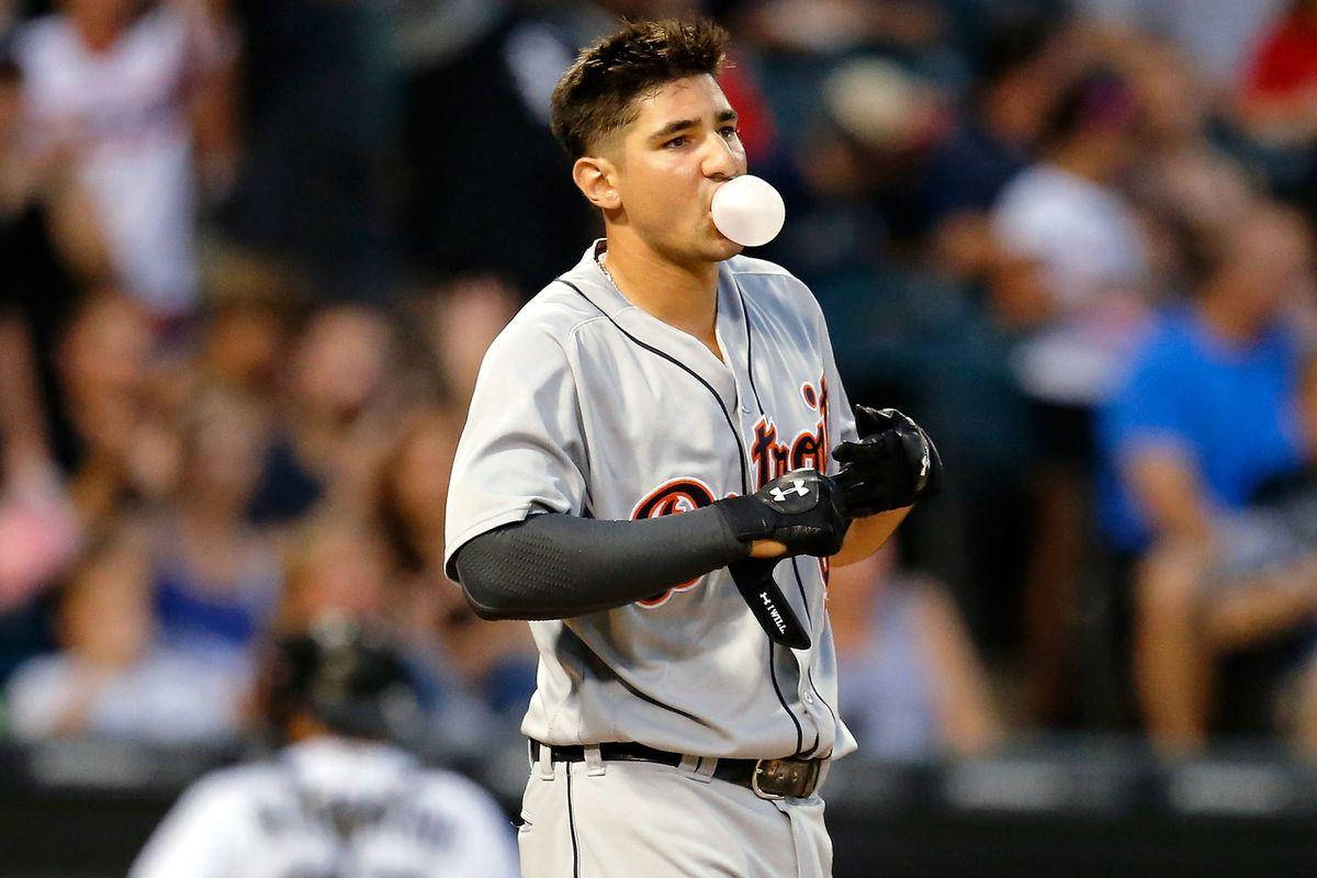 Nick Castellanos, gray uniform, bubblegum bubble, SD Desktop Wallpaper