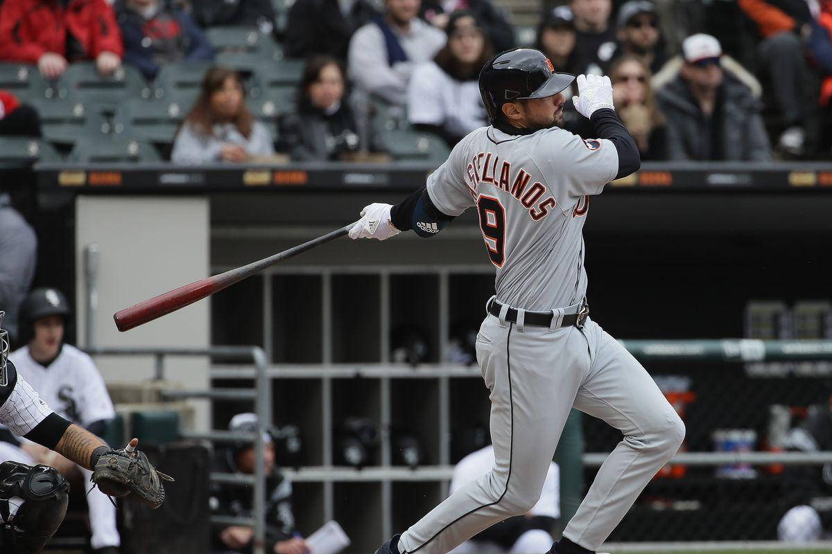 Nick Castellanos, gray uniform, bat, SD Desktop Wallpaper